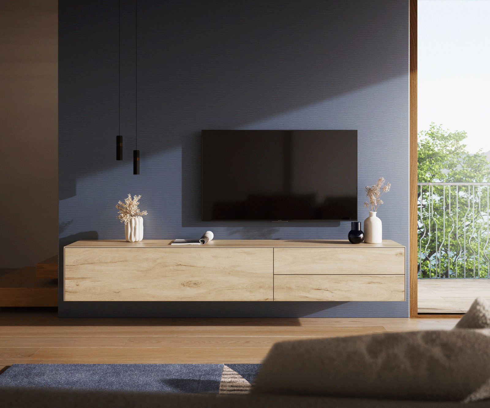 Tv-meubel Cuor 220 cm Keramiek Laminam® Sabbia Eiken gekleurd 1 Flap 2 Laden Zwevend 3 Tv-meubel Cuor 220 cm Keramiek Laminam® Sabbia Eiken gekleurd 1 Flap 2 Laden Zwevend 3