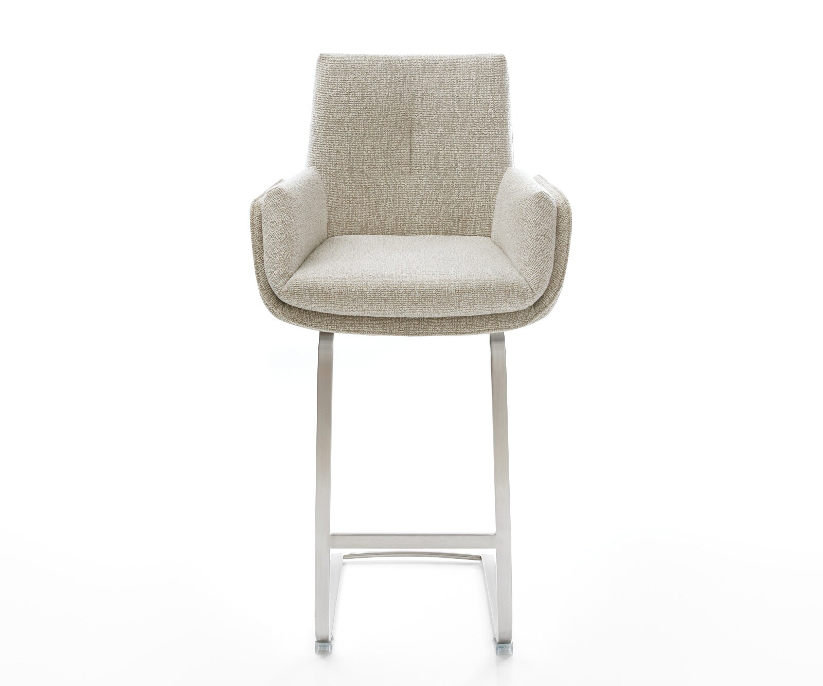 Barstoel Clea-Flex Zachte Geweven stof Beige Vrijkantelframe plat roestvrij staal Zilver 2