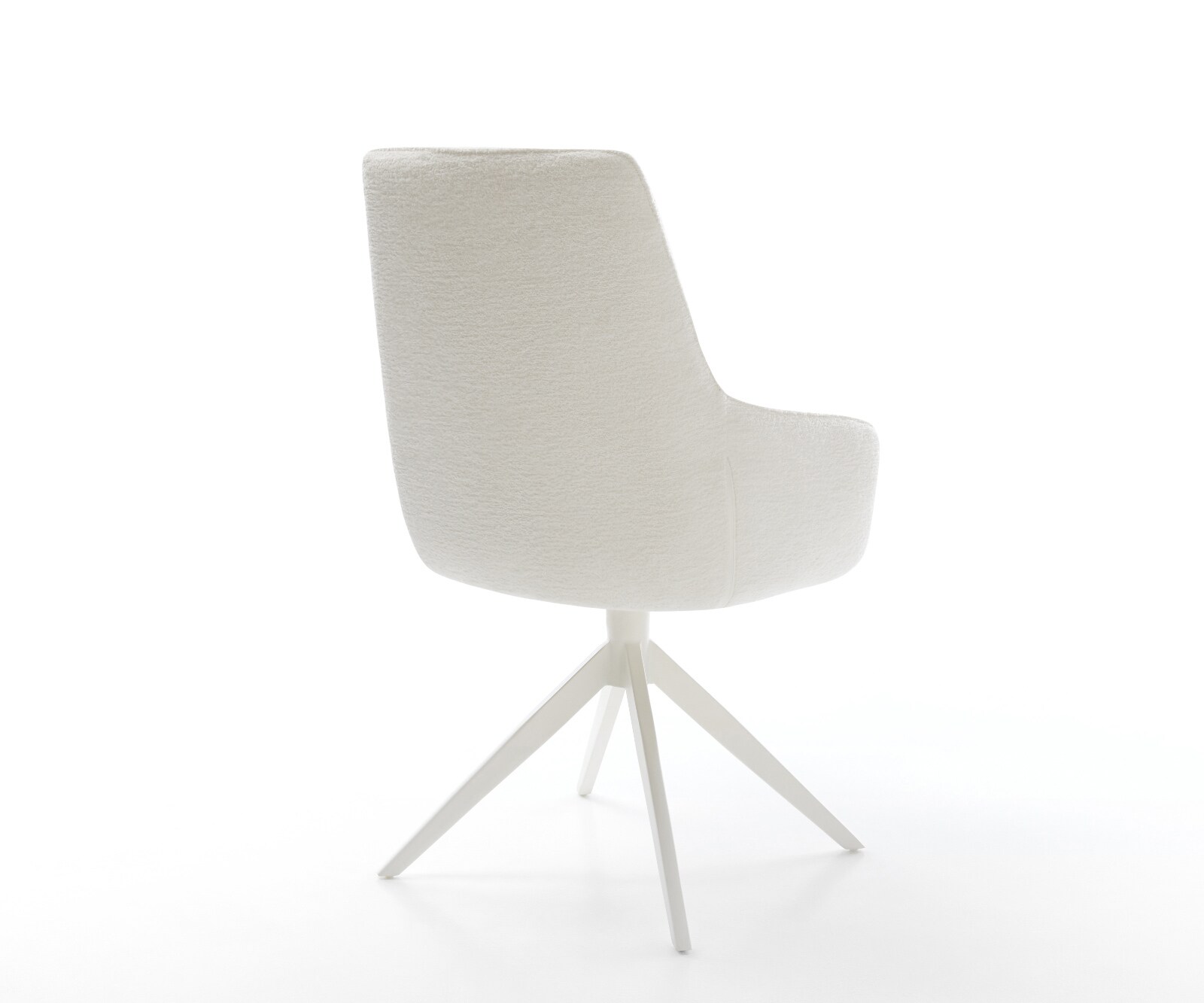Draaistoel Zelia-Flex met armleuning bouclé zacht beige kruisframe breed wit 360° draaibaar rocker-functie pocketveer kern 5