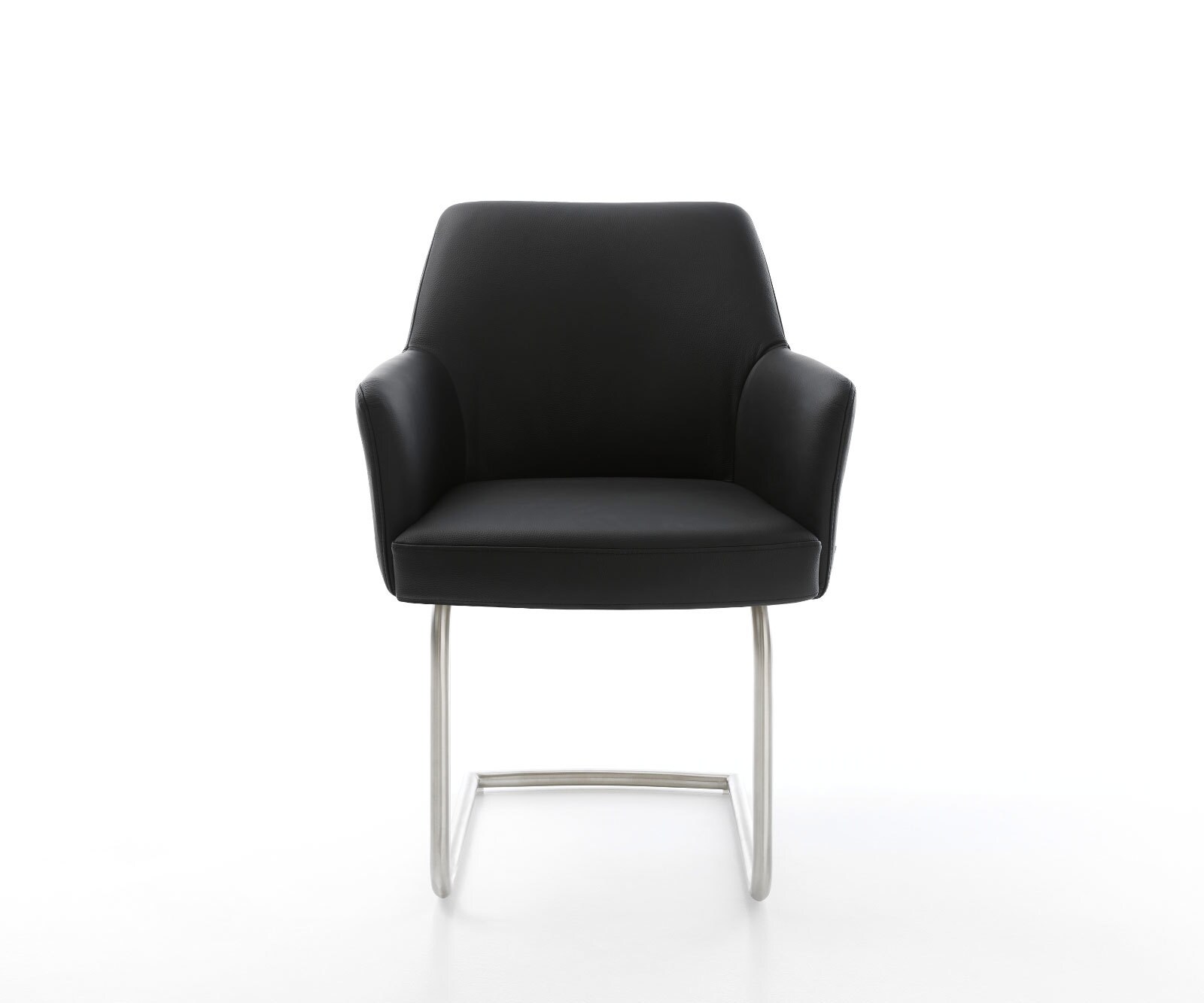 Sledemodel Xana-Flex met armleuning echt leer zwart sledemodel rond roestvrij staal pocketveer kern 2
