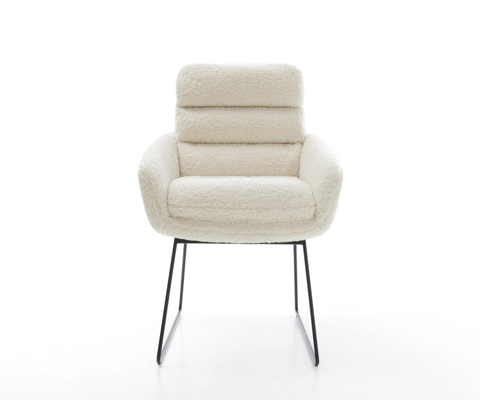 Eetkamerstoel Abelia-Flex met armleuning teddy beige slipframe zwart 1