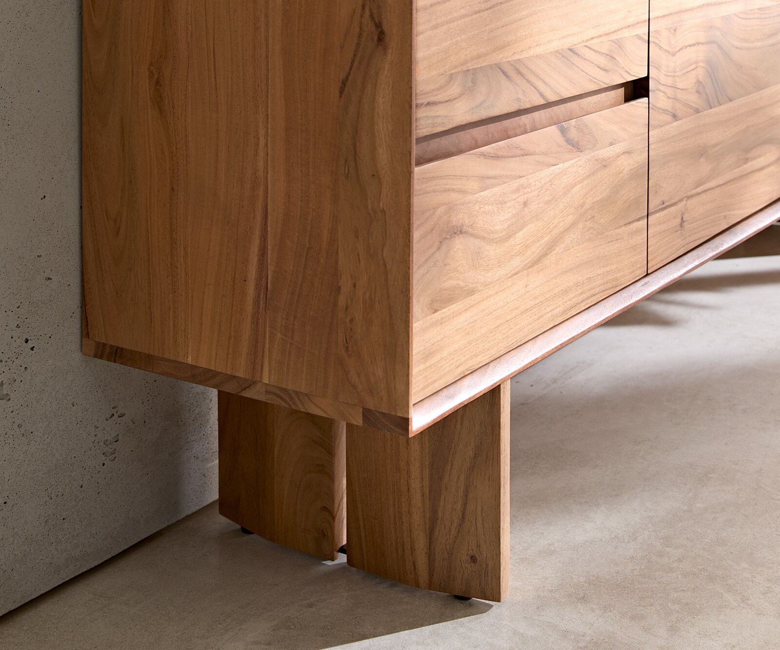 TV-meubel Elandor acacia natuur 175 cm 2 deuren 4 lades houten pootjes 4