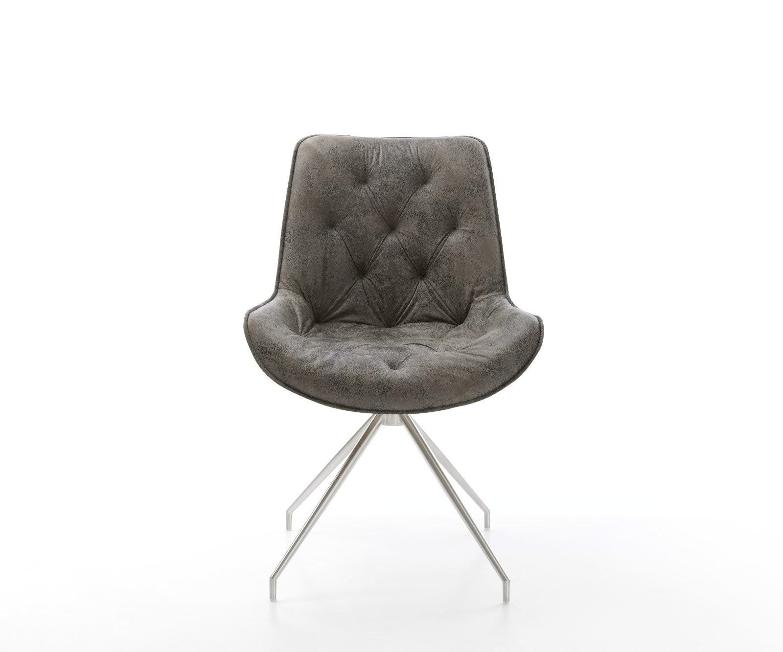 Eetkamerstoel Taimi-Flex microvelours grijs antiek kruisframe conisch roestvrij staal 2 Eetkamerstoel Taimi-Flex microvelours grijs antiek kruisframe conisch roestvrij staal 2