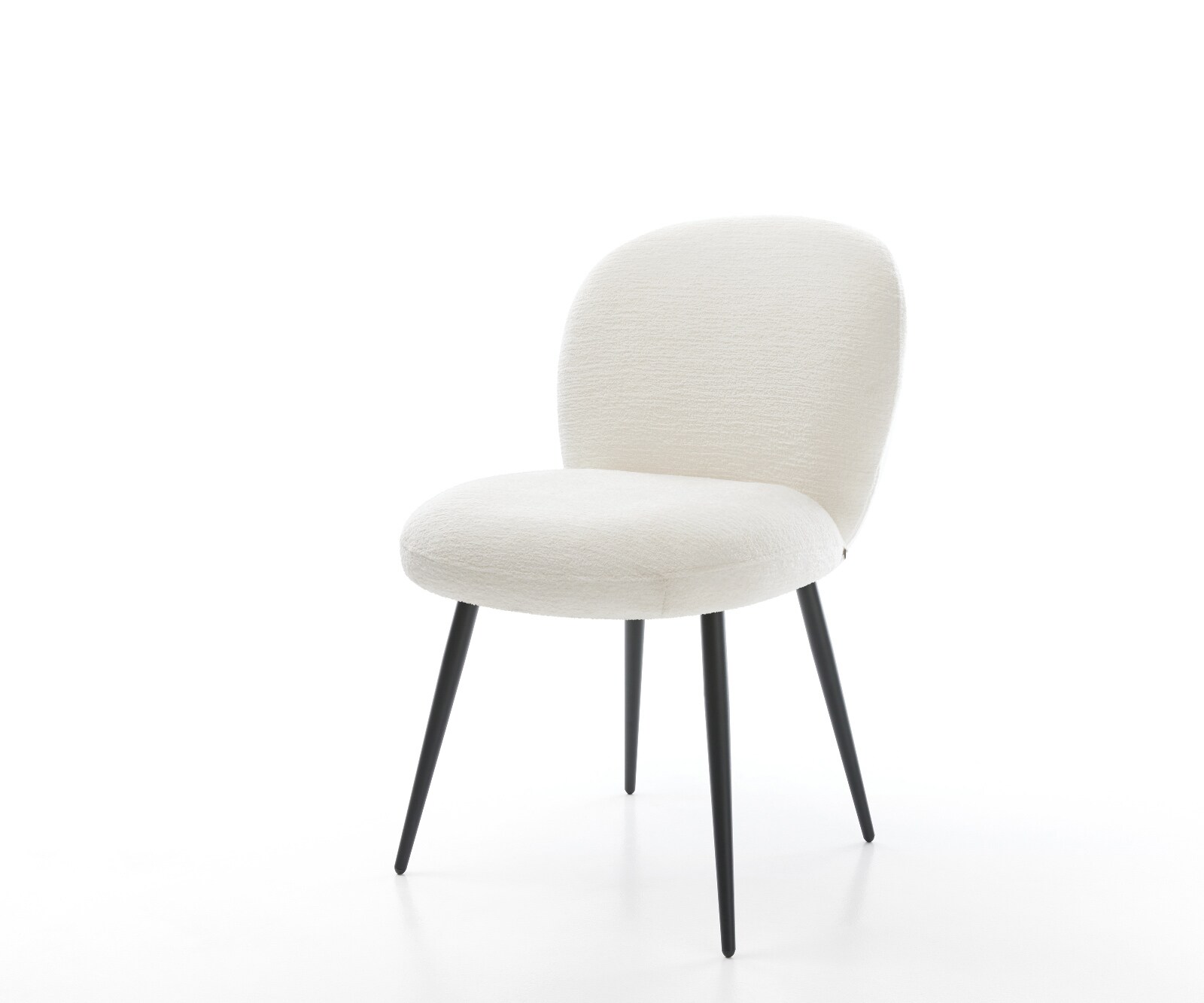 Eetkamerstoel Nube-Flex bouclé zacht beige 4-poot conisch zwart pocketveer kern 1