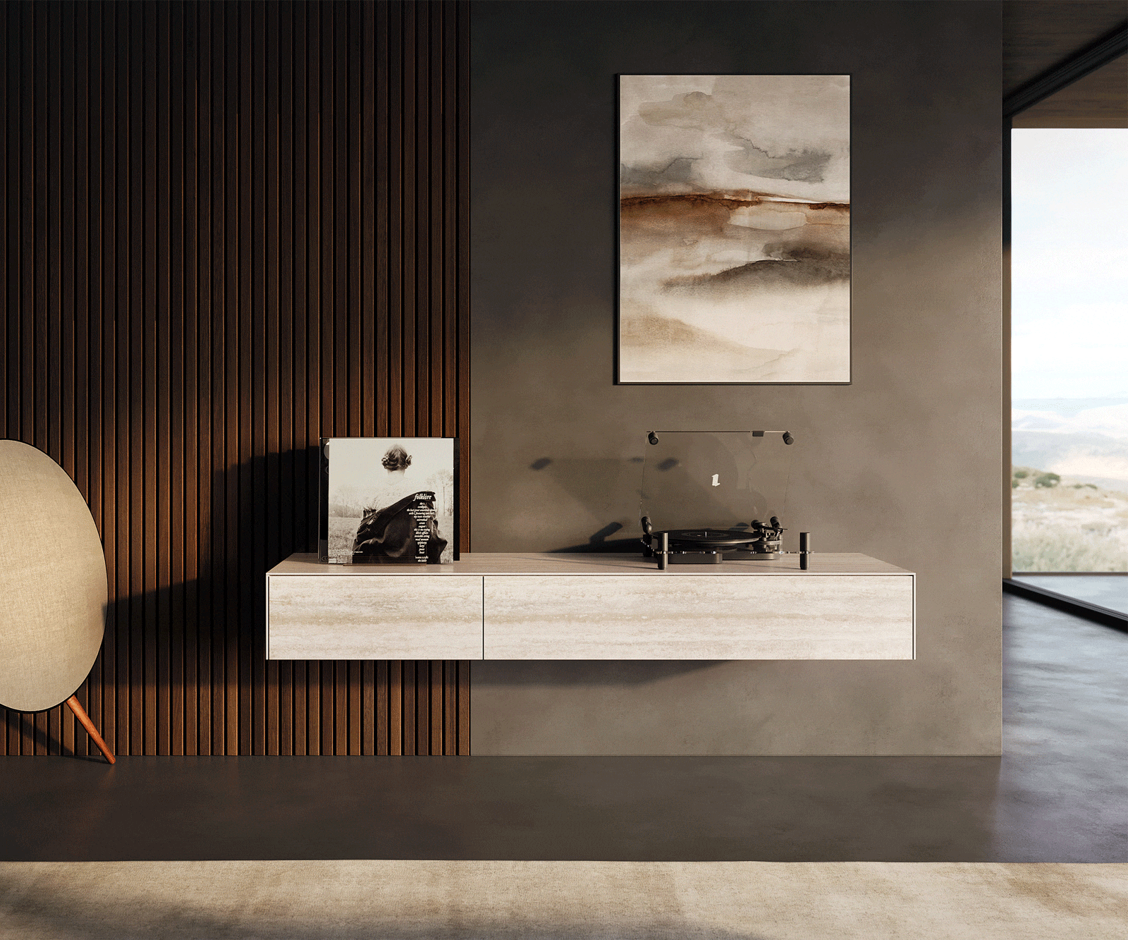 Tv-meubel Cuor 150 cm Keramiek Laminam® Travertino Bianco Crème-wit 1 Flap 1 Lade Zwevend 2 Tv-meubel Cuor 150 cm Keramiek Laminam® Travertino Bianco Crème-wit 1 Flap 1 Lade Zwevend 2