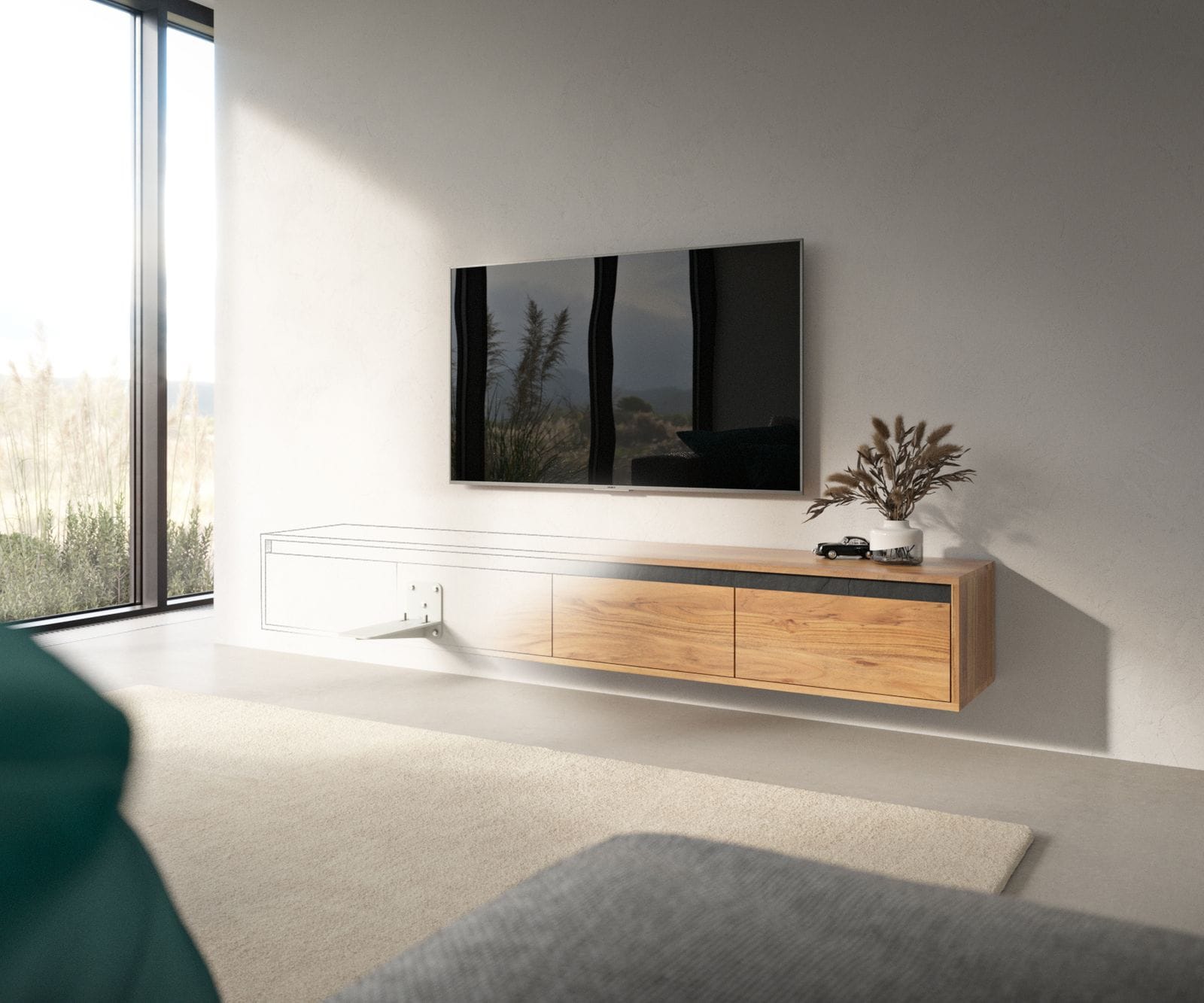 TV meubels Muurbevestiging set van 2 zwevende look TV meubels Muurbevestiging set van 2 zwevende look