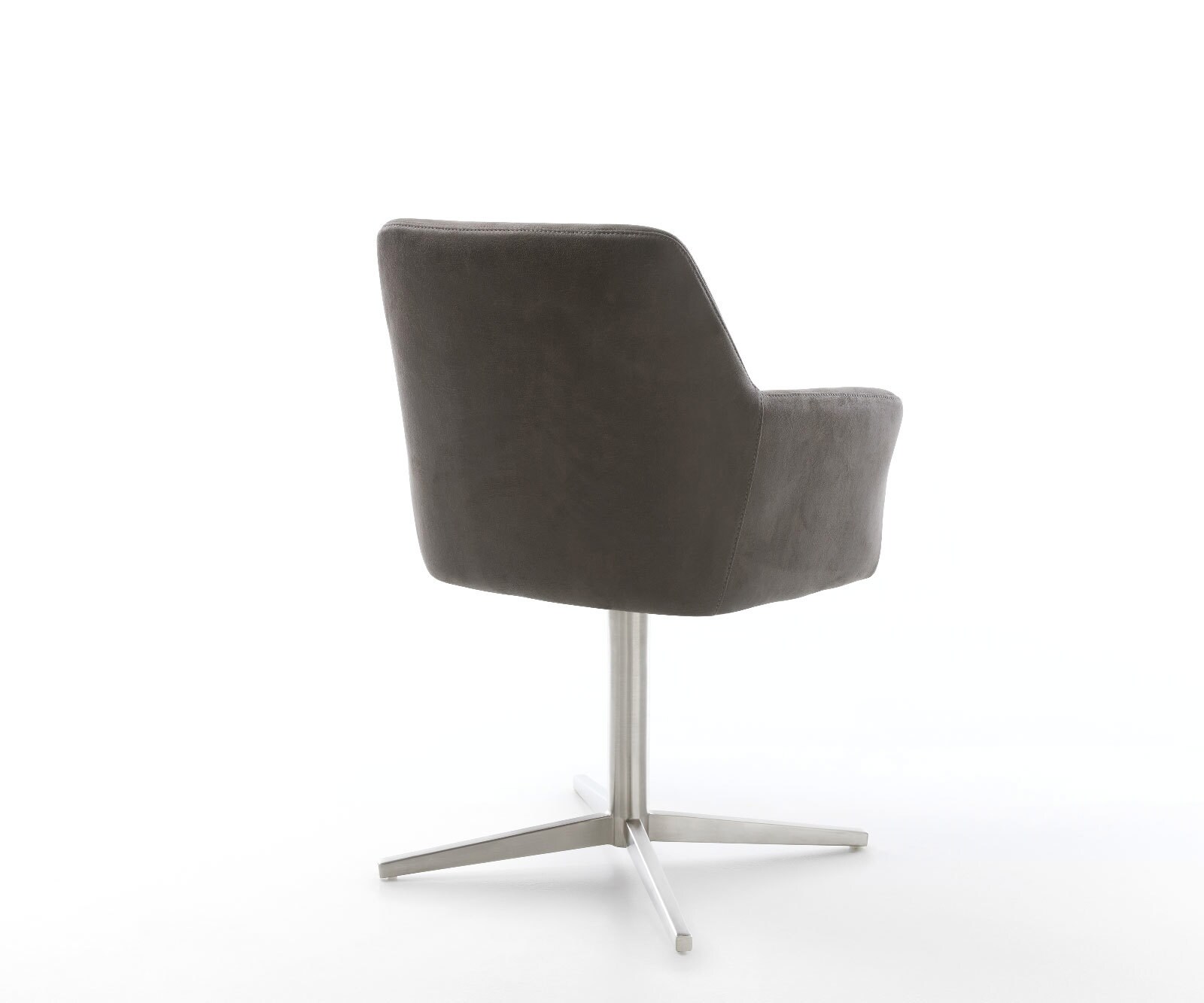 Draaistoel Xana-Flex met armleuning microvelours antraciet vintage kruispoot roestvrij staal 360° draaibaar pocketveer kern 3