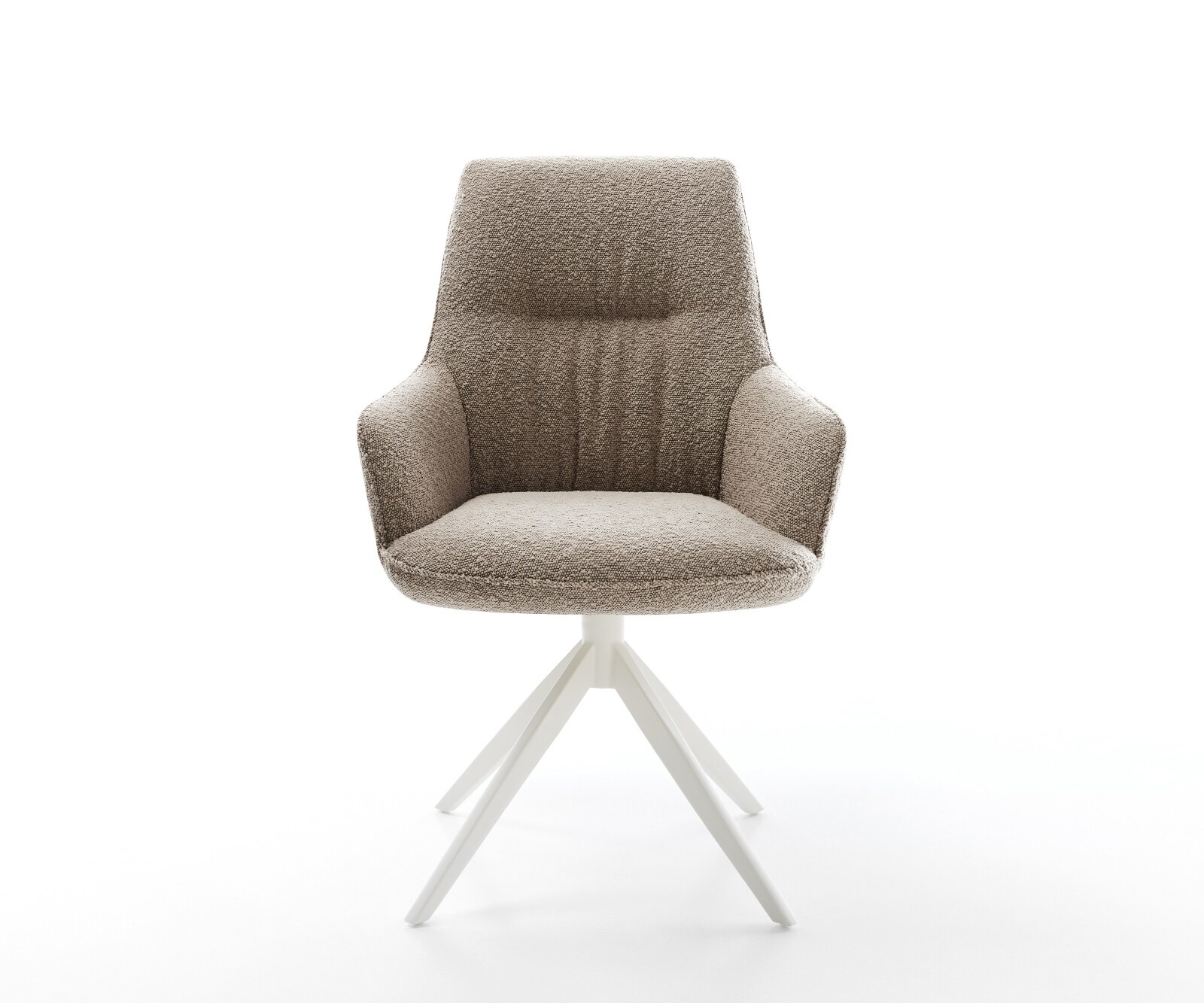 Draaistoel Zelia-Flex met armleuning bouclé mud kruisframe breed wit 360° draaibaar rocker-functie pocketveer kern 2