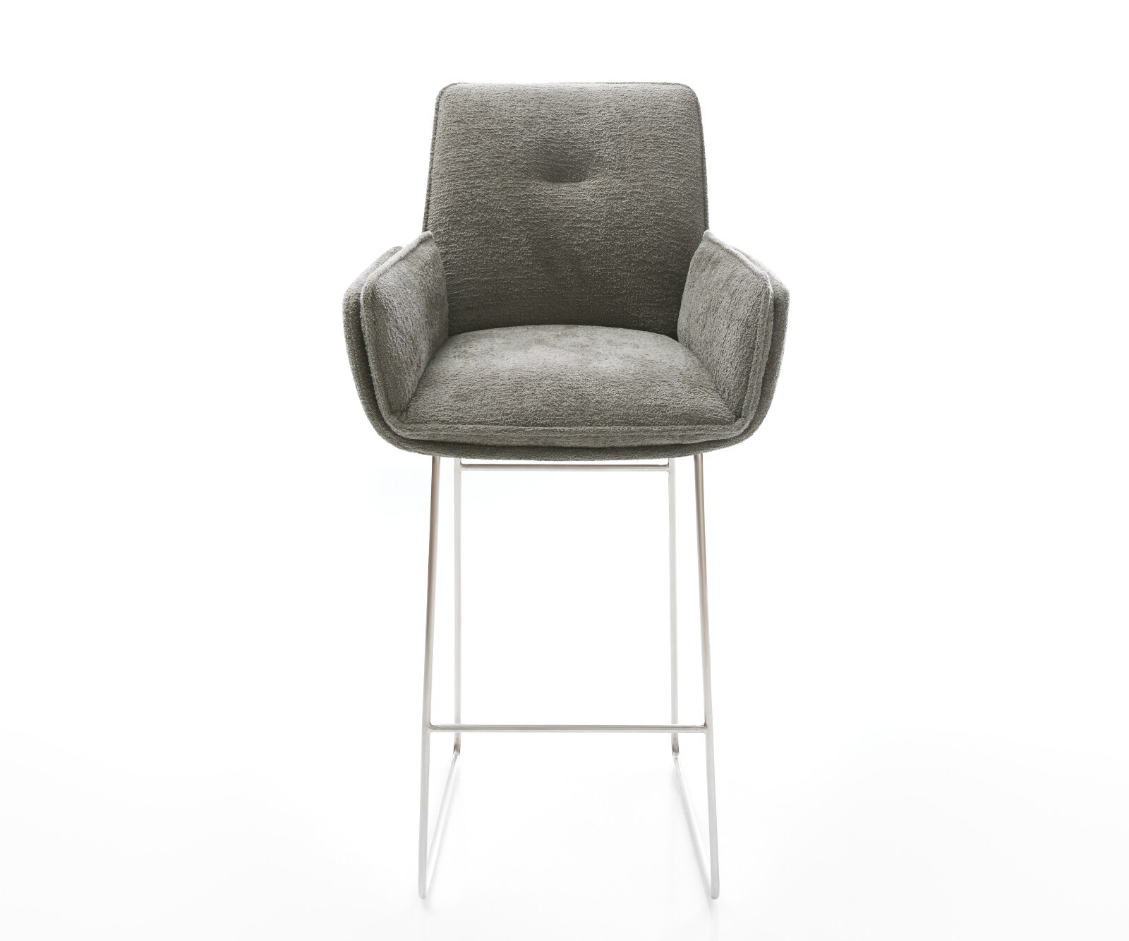 Barstoel Nela-Flex Bouclé zacht Mud Sledeonderstel roestvrij staal Zilver 2