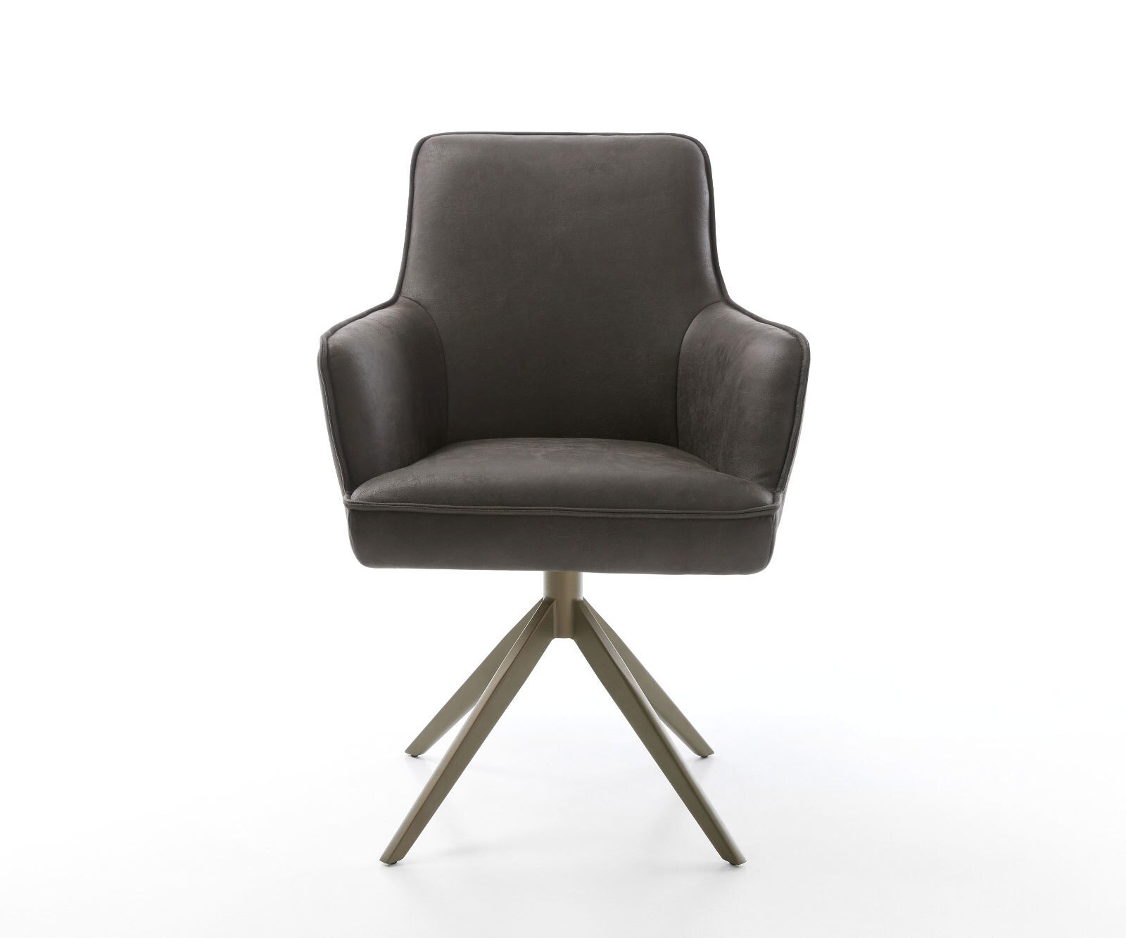 Draaistoel Heira-Flex met armleuning microvelours antraciet vintage kruisframe breed afwerking met titanium 360° draaibaar rocker-functie pocketveer kern 1
