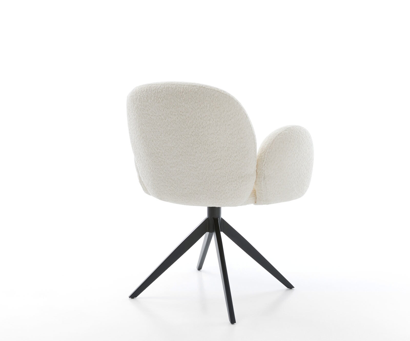 Draaistoel Nube-Flex met armleuning bouclé wit kruisframe breed zwart 360° draaibaar rocker-functie pocketveer kern 4