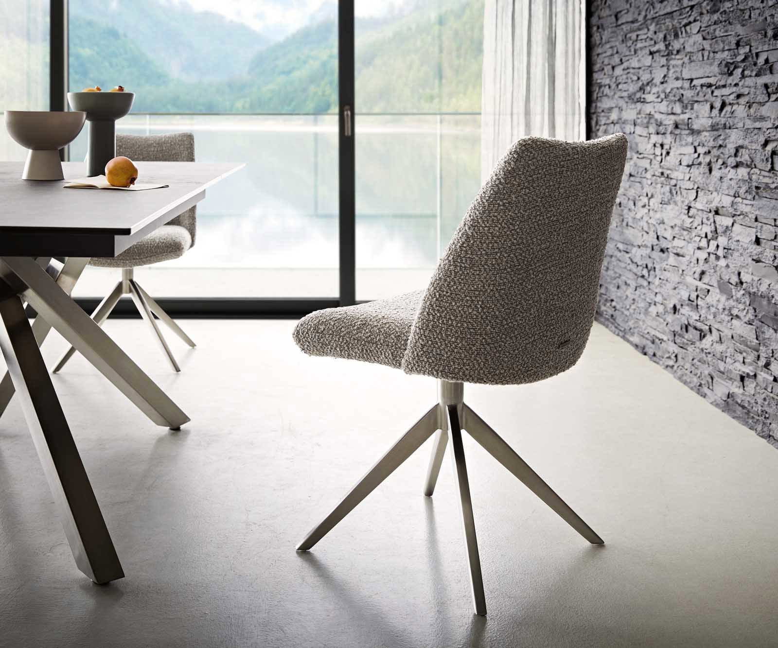 Draaistoel Elso-Flex bouclé zilver grijs kruisframe breed roestvrij staal 360° draaibaar pocketveer kern 4 Draaistoel Elso-Flex bouclé zilver grijs kruisframe breed roestvrij staal 360° draaibaar pocketveer kern 4