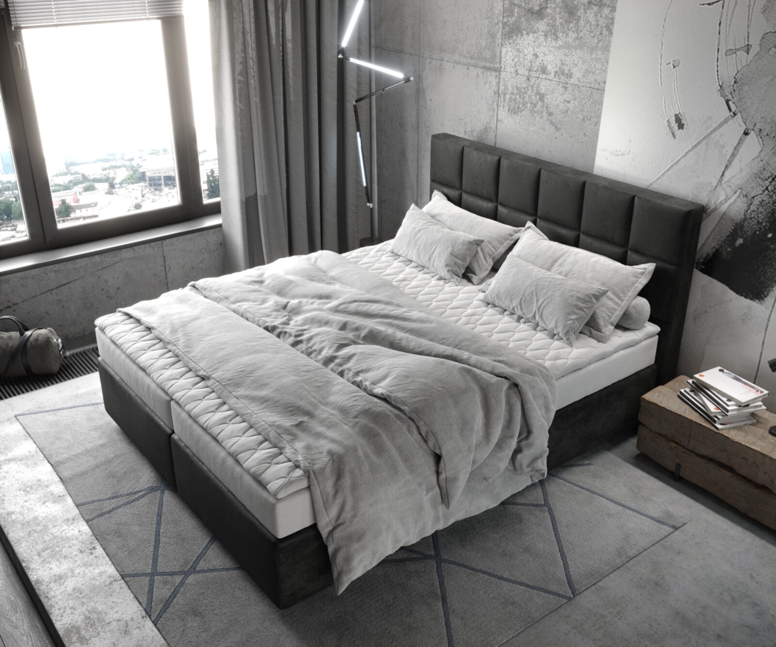 Boxspringbed Dream-Fine 160x200 microvezel antraciet Vintage 3 Boxspringbed Dream-Fine 160x200 microvezel antraciet Vintage 3