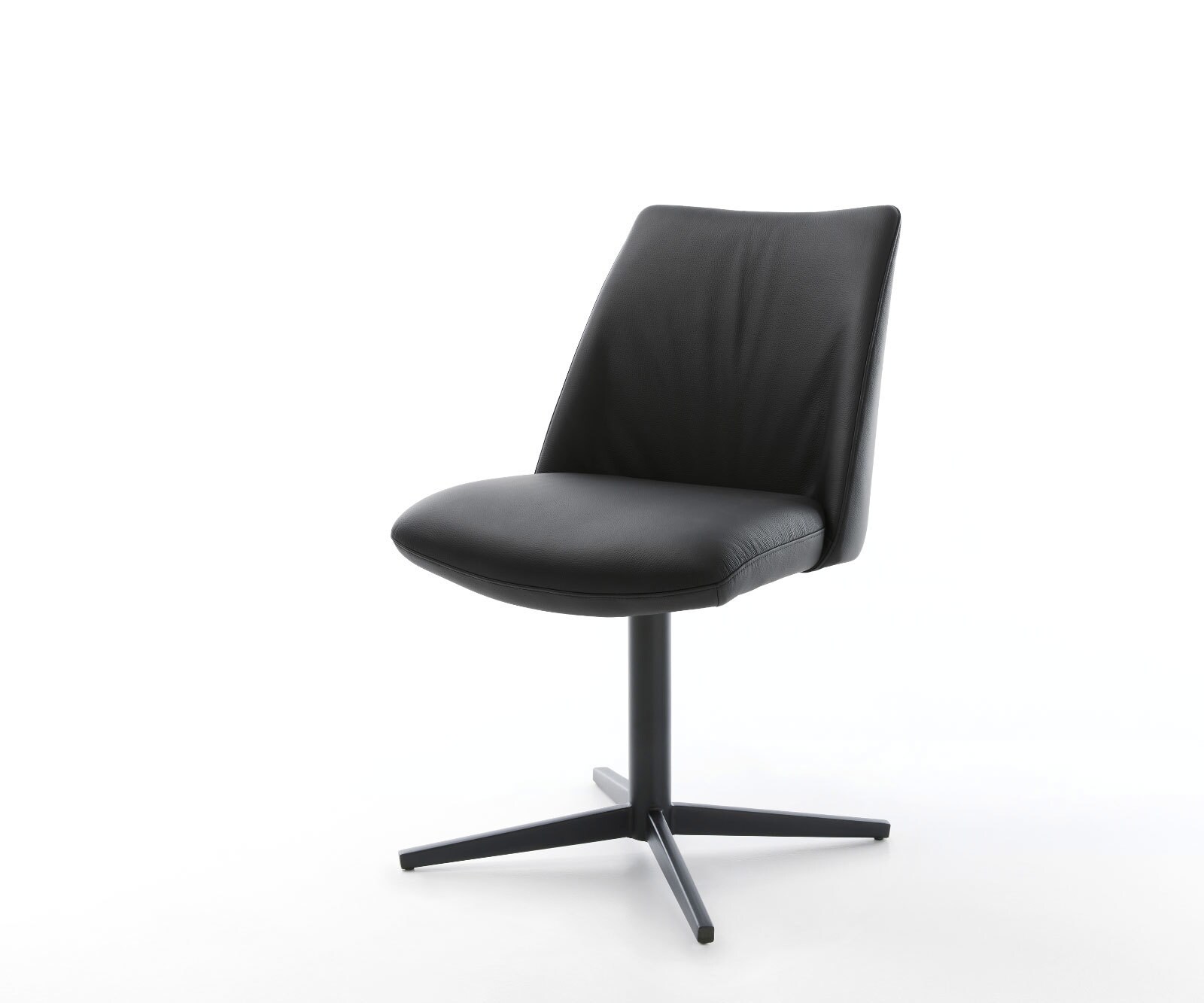 Draaistoel Elso-Flex echt leer zwart kruispoot zwart 360° draaibaar pocketveer kern 1