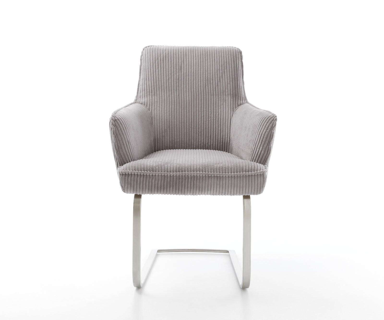 Sledemodel Heira-Flex met armleuning koord zilver grijs sledemodel vlak roestvrij staal pocketveer kern 2