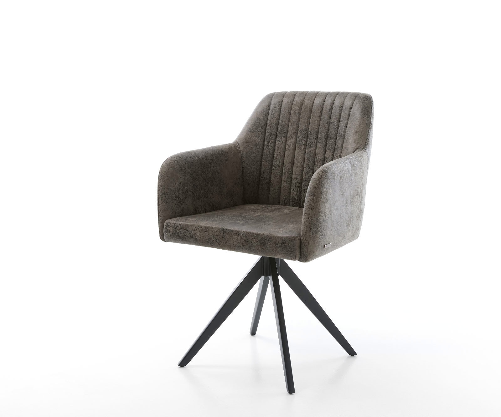 Eetkamerstoel Greg-Flex microvelours grijs antiek kruisframe hoekig zwart pocketveer kern