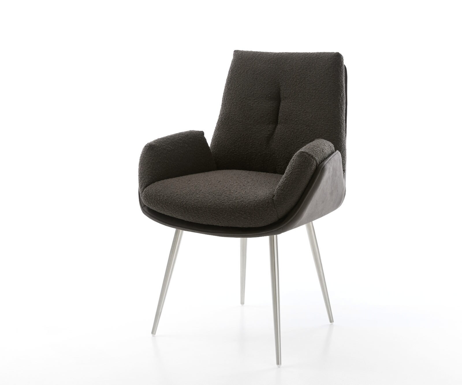 Eetkamerstoel Clea-Flex materiaalmix zwart 4-poot conisch roestvrij staal Eetkamerstoel Clea-Flex materiaalmix zwart 4-poot conisch roestvrij staal