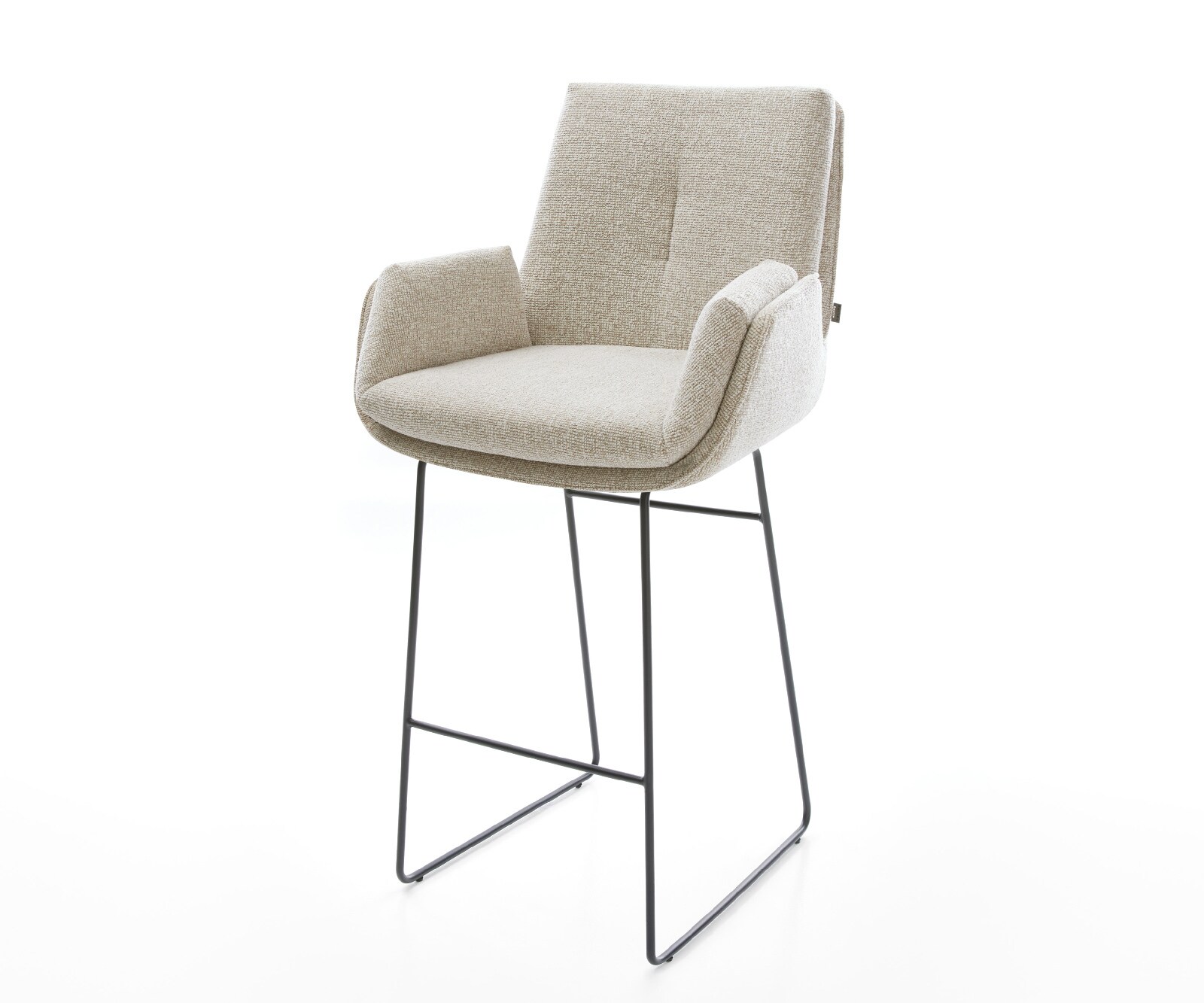 Barstoel Clea-Flex Zachte Geweven stof Beige Sledeonderstel metaal zwart Zwart 1