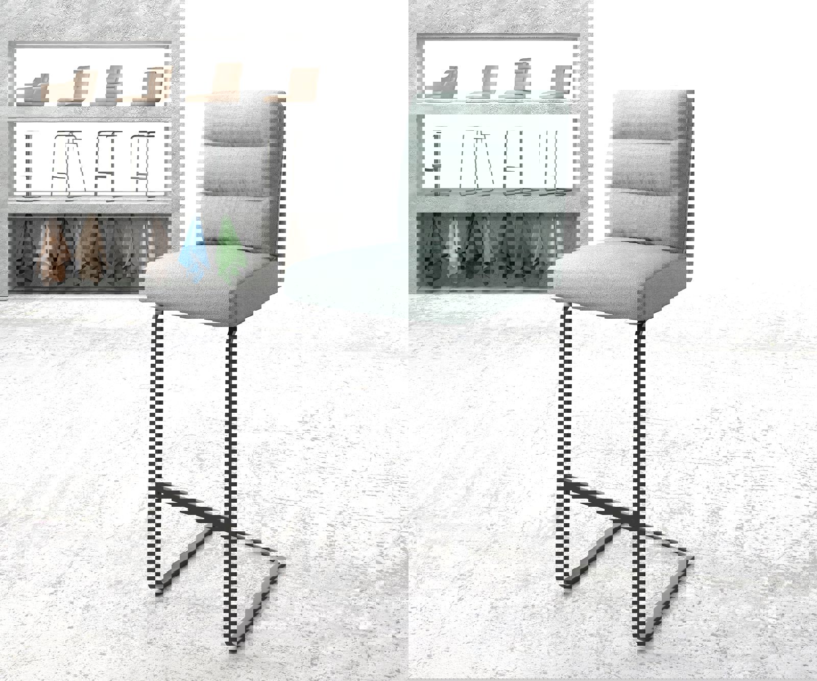 Barstoel Pela-Flex stripes mint sledestoel vlak metaal Barstoel Pela-Flex stripes mint sledestoel vlak metaal