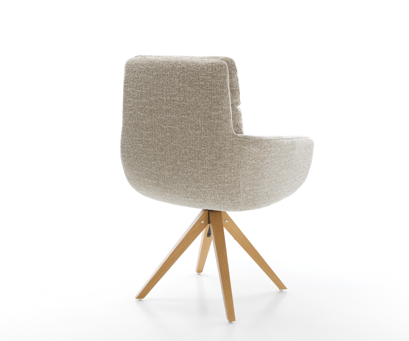 Draaistoel Abelia-Flex met armleuning geweven stof beige houten frame hoekig natuur 180° draaibaar 5