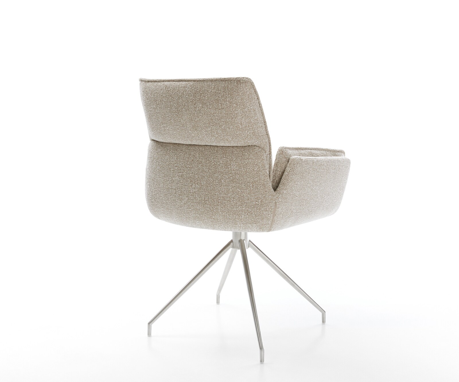 Eetkamerstoel Nela-Flex geweven stof beige kruisframe conisch roestvrij staal 4