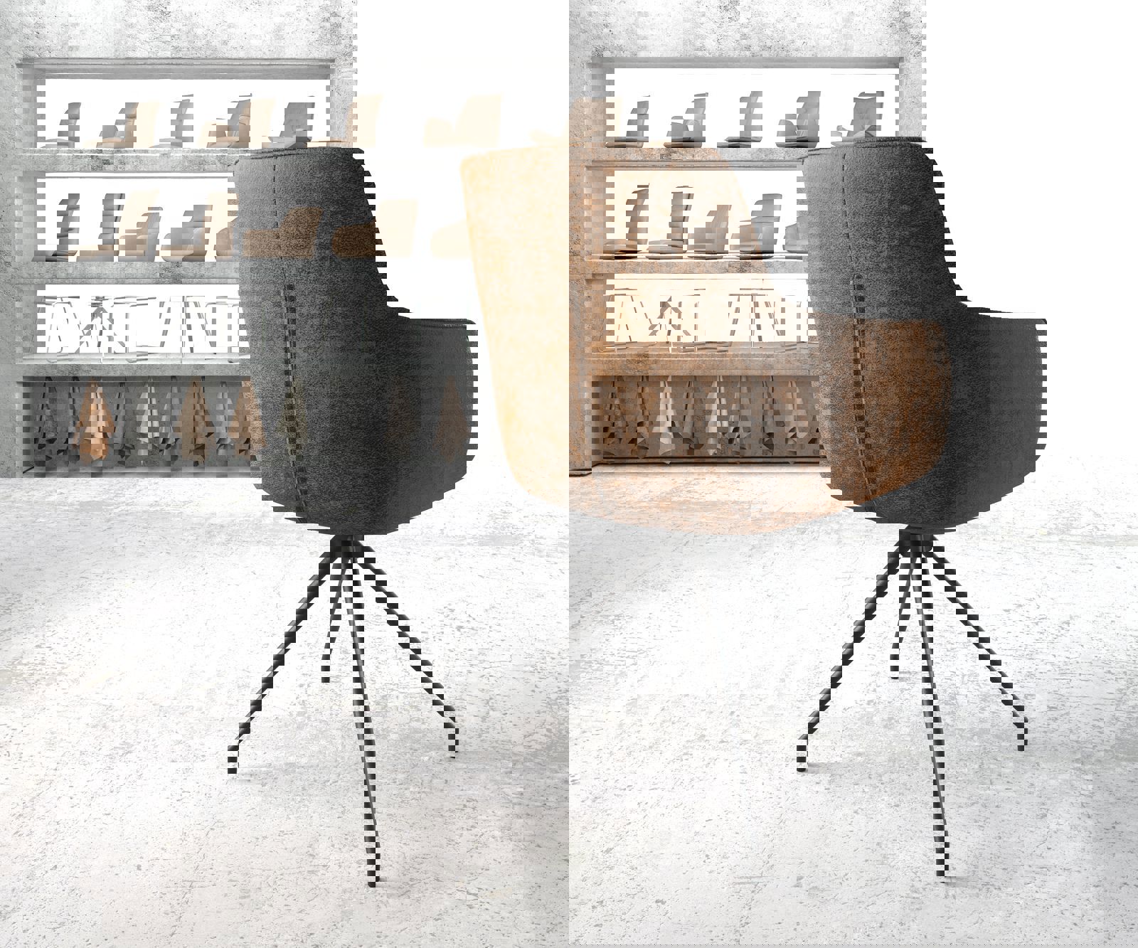 Draaistoel Pejo-Flex bruin antiek kruisframe conisch zwart 180° draaibaar 3 Draaistoel Pejo-Flex bruin antiek kruisframe conisch zwart 180° draaibaar 3