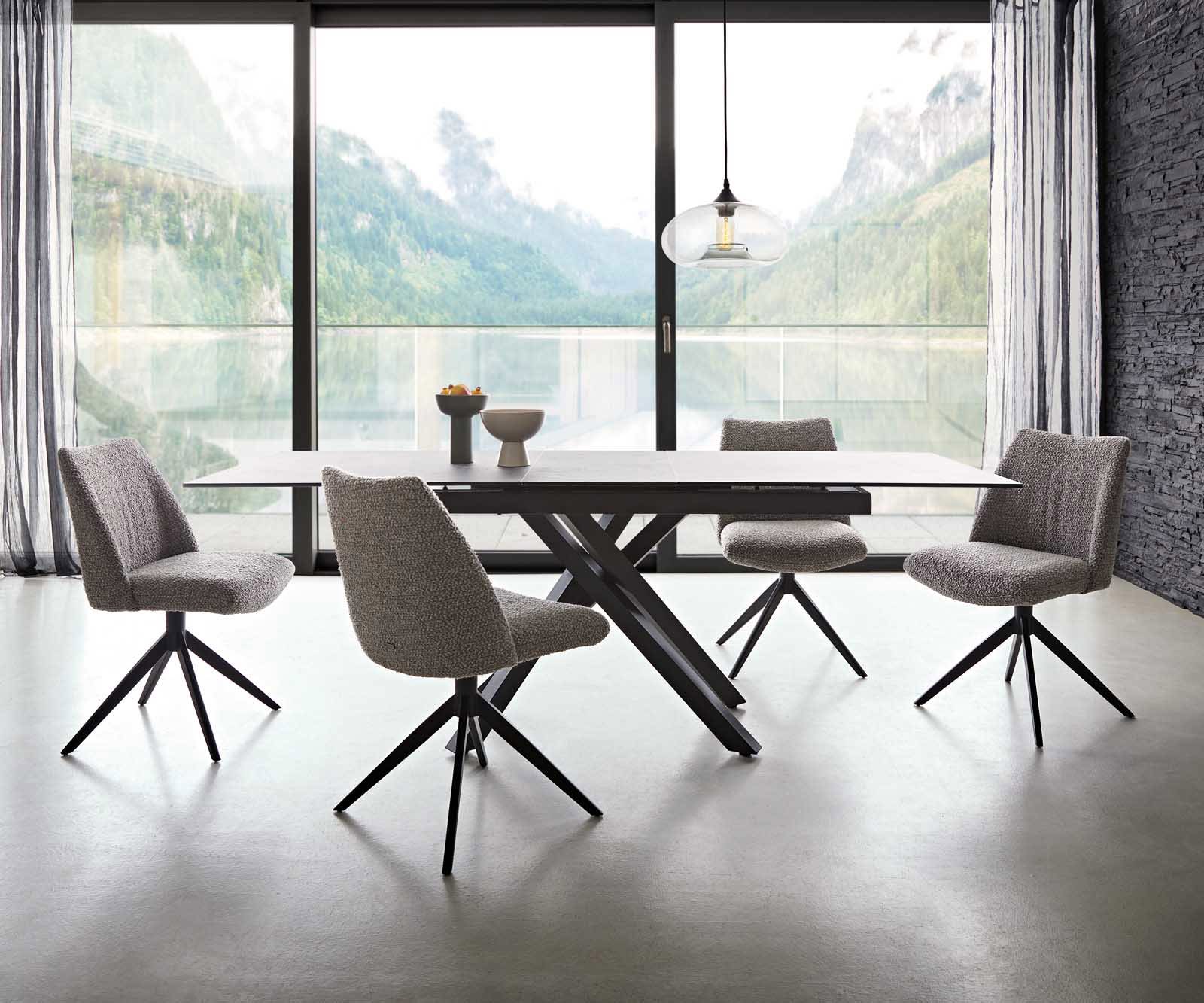 Draaistoel Elso-Flex bouclé zilver grijs kruisframe breed zwart 360° draaibaar pocketveer kern 5 Draaistoel Elso-Flex bouclé zilver grijs kruisframe breed zwart 360° draaibaar pocketveer kern 5