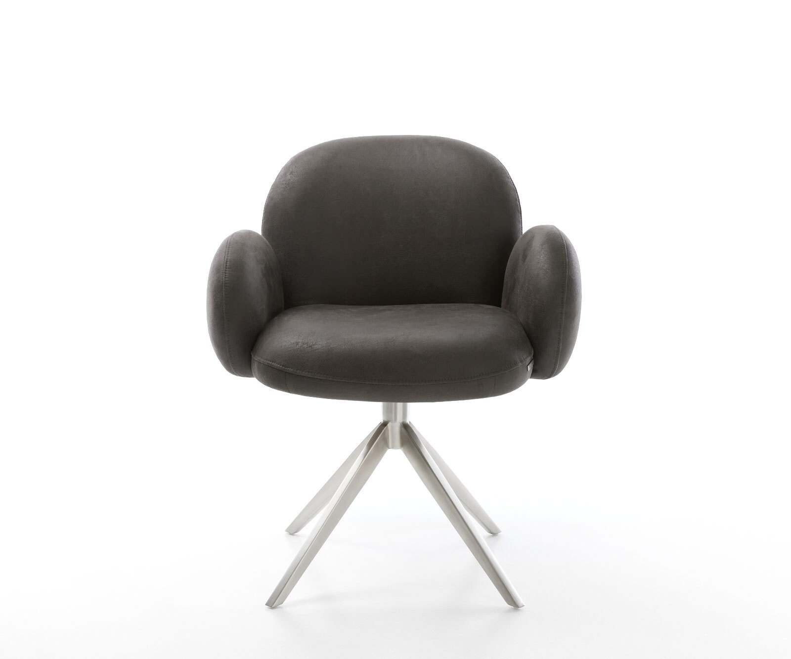 Draaistoel Nube-Flex microvelours antraciet vintage kruisframe breed roestvrij staal 360° draaibaar rocker-functie pocketveer kern 1