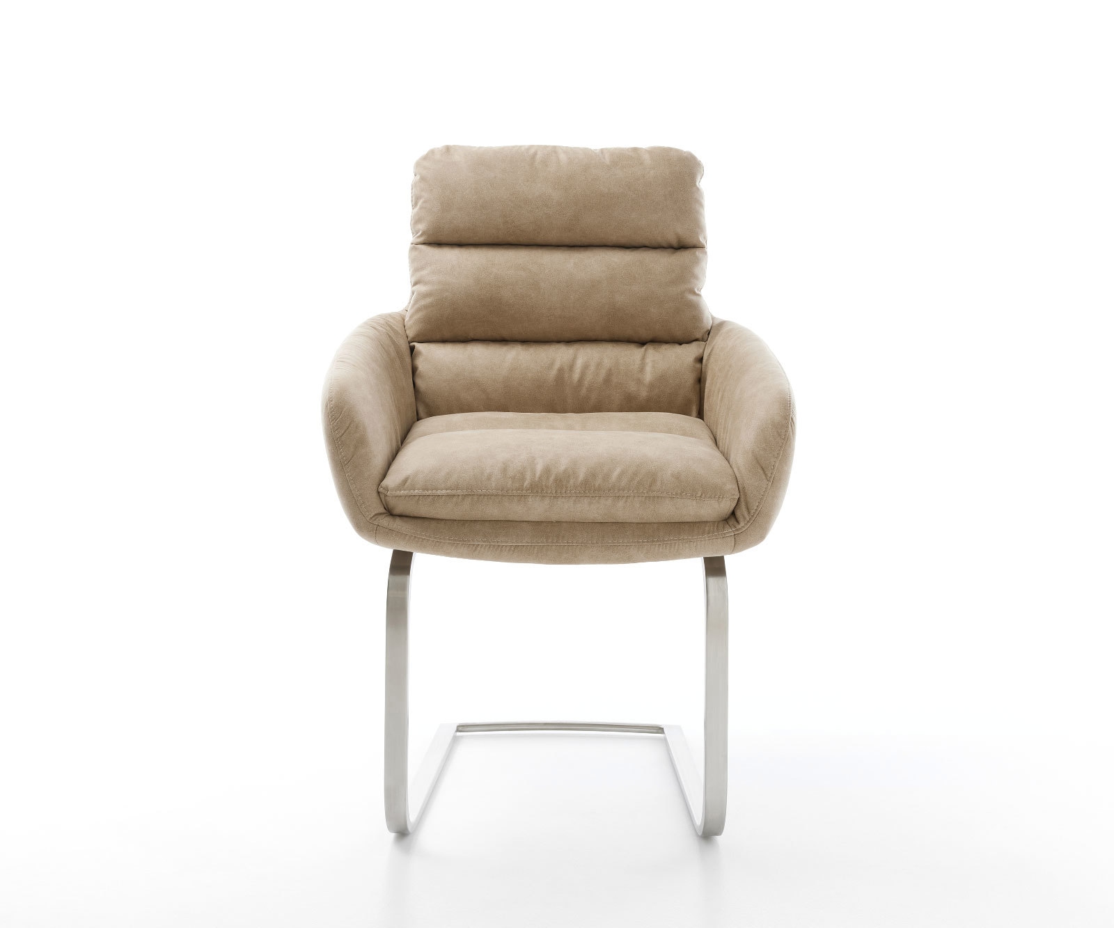 Sledemodel Abelia-Flex met armleuning microvelours beige vintage sledemodel vlak roestvrij staal 1 Sledemodel Abelia-Flex met armleuning microvelours beige vintage sledemodel vlak roestvrij staal 1