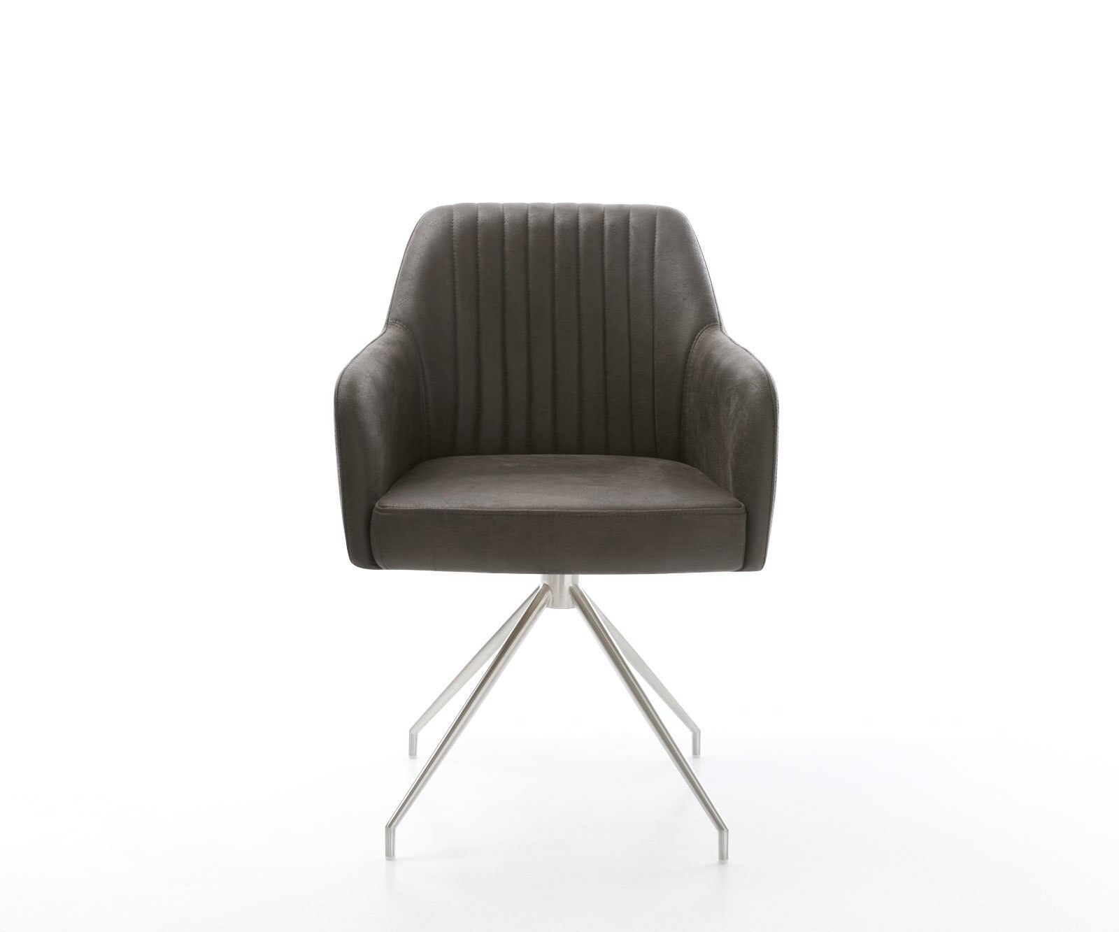 Eetkamerstoel Greg-Flex microvelours antraciet vintage kruisframe conisch roestvrij staal pocketveer kern 1