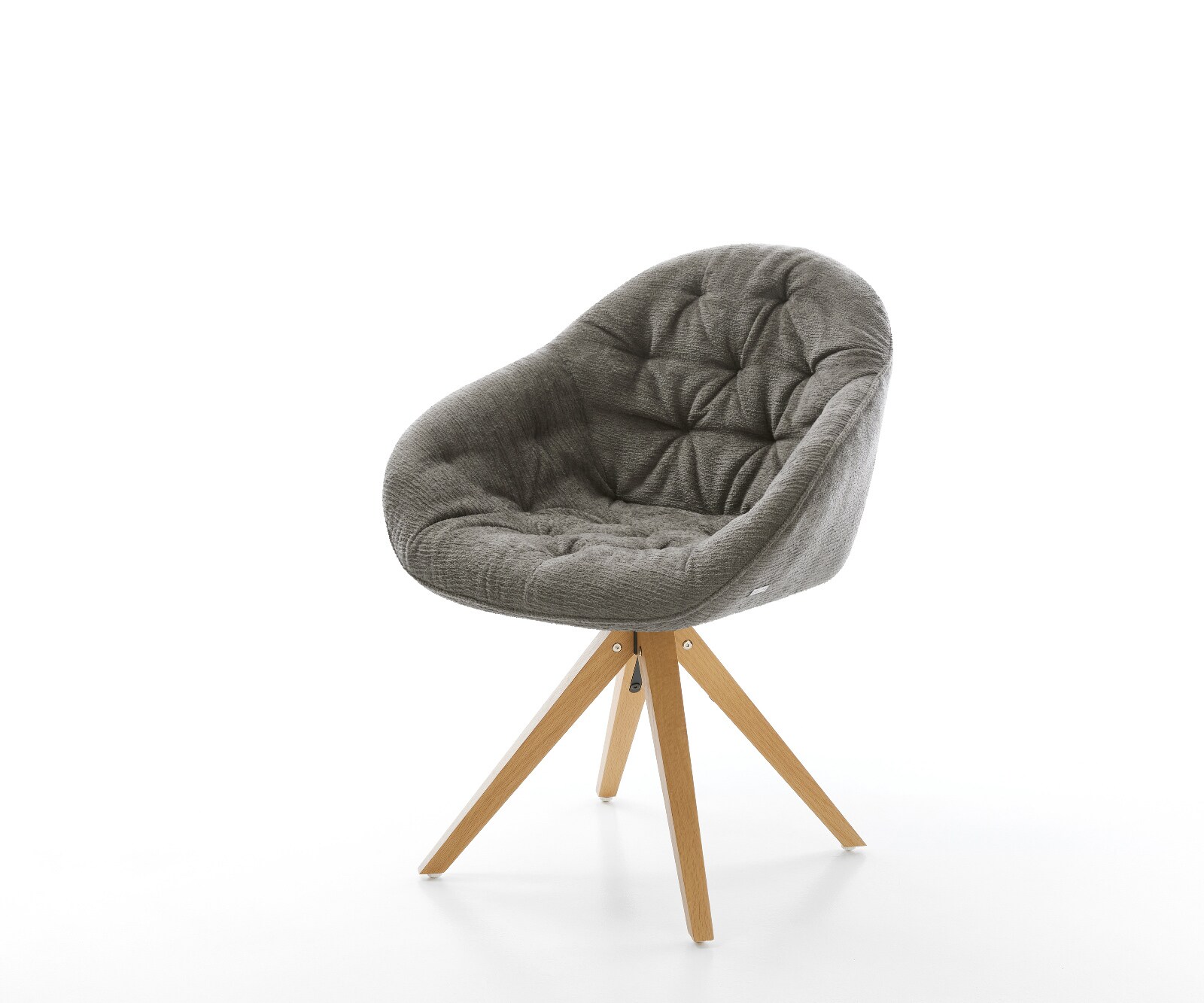 Draaistoel Gaio-Flex bouclé zacht mud houten frame hoekig natuur 360° draaibaar 1