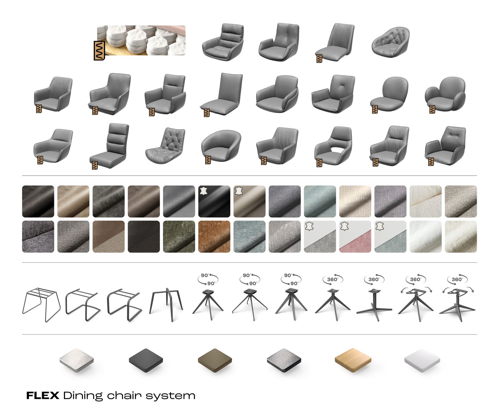Draaistoel Nube-Flex met armleuning chenille roest kruispoot grafiet 360° draaibaar rocker-functie pocketveer kern 6