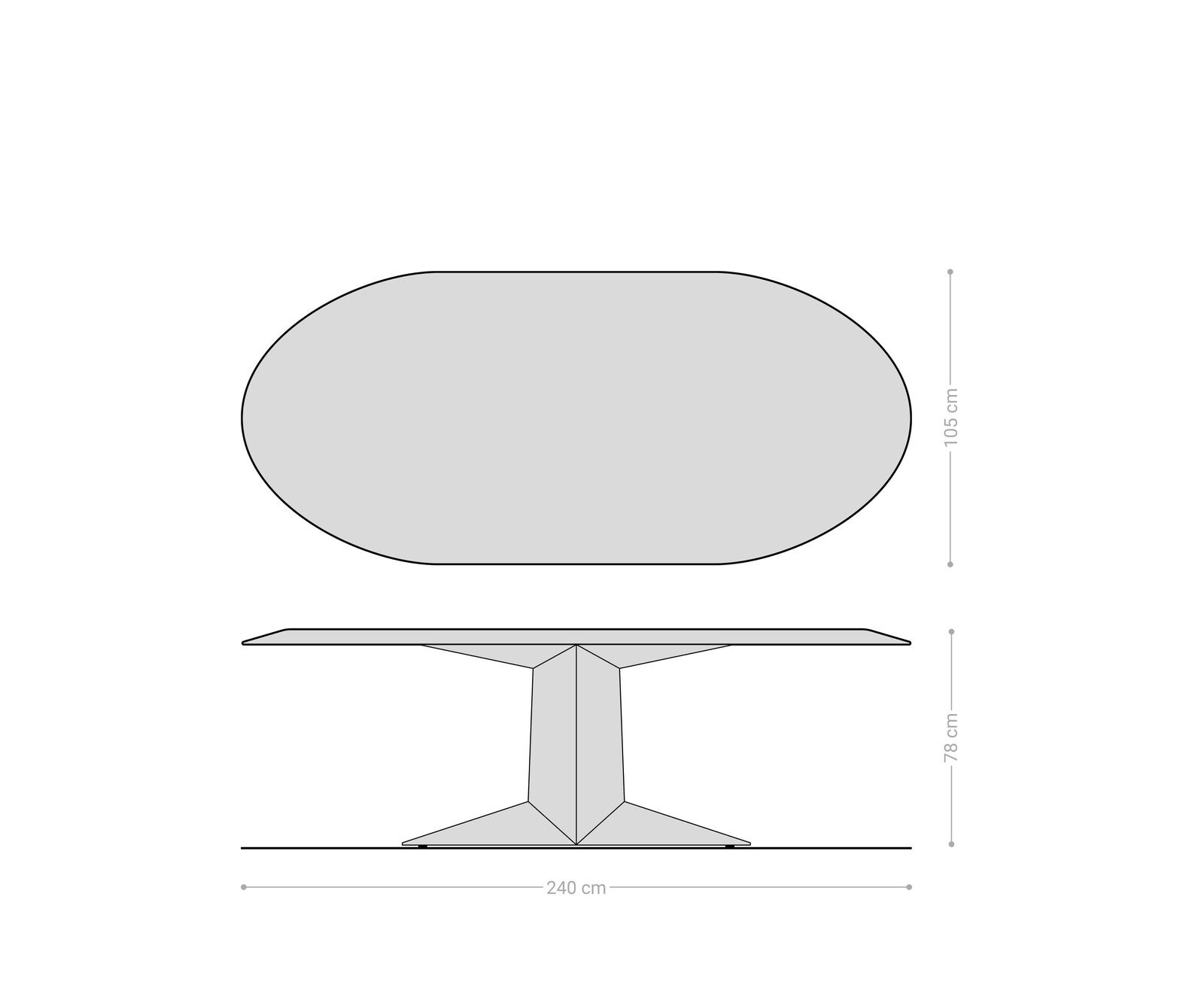Eettafel Aithon 240x105 cm acacia bruin metalen onderstel zwart ovaal 6