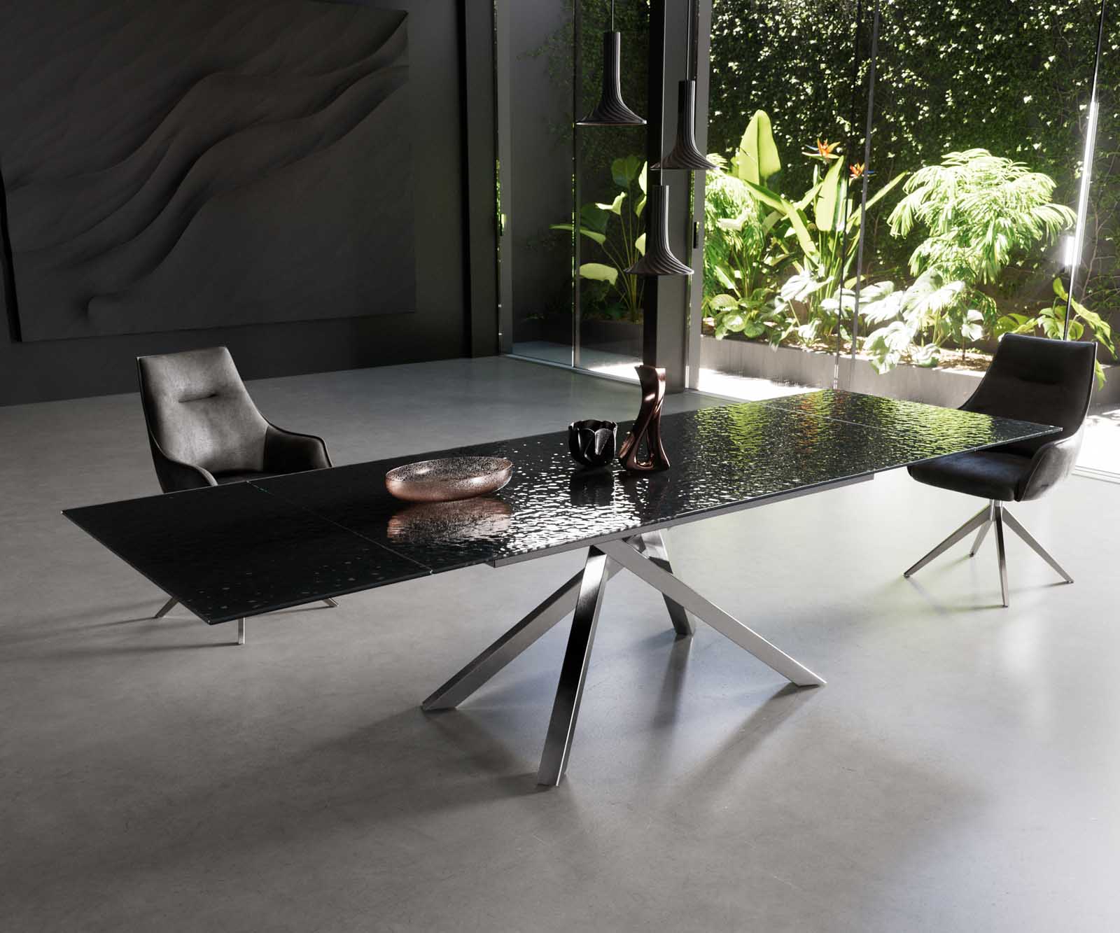 Eettafel Edge Randglas reliëfglas uitschuifbaar 5
