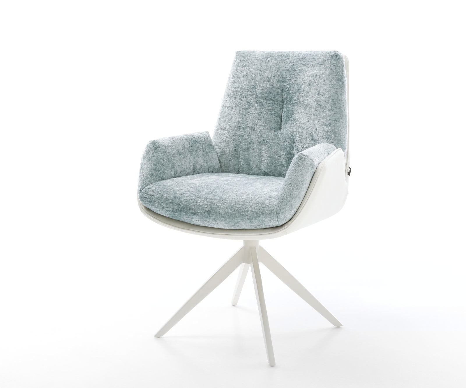 Draaistoel Clea-Flex materiaalmix echt leer wit-pastelblauw kruisframe breed wit 360° draaibaar rocker-functie Draaistoel Clea-Flex materiaalmix echt leer wit-pastelblauw kruisframe breed wit 360° draaibaar rocker-functie