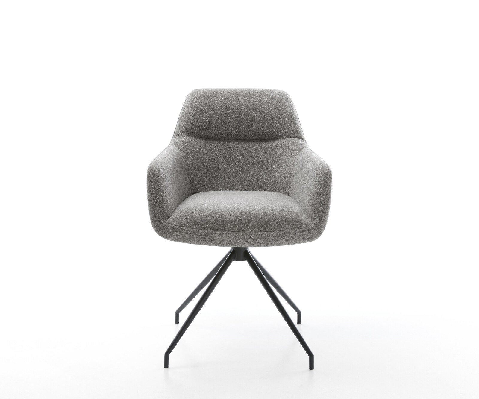 Eetkamerstoel Pejo-Flex zachte stof met structuur grijs kruisframe conisch zwart pocketveer kern 2