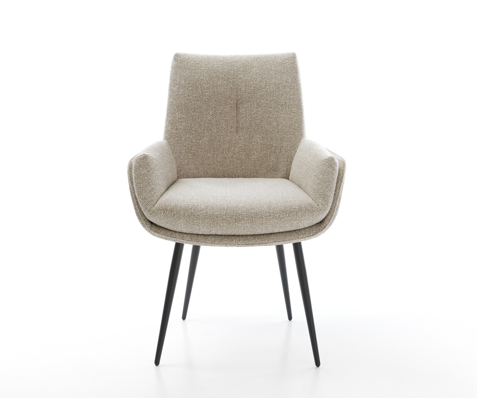 Eetkamerstoel Clea-Flex geweven stof beige 4-poot conisch zwart pocketveer kern 2