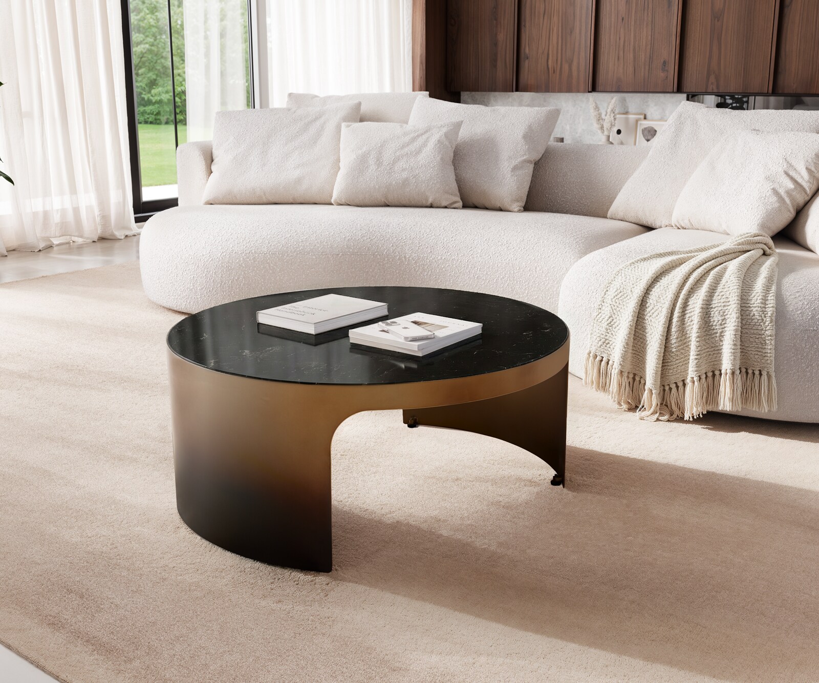 Salontafel Alerio 90x90 cm marmer zwart-zilver metaal goud fusion afwerking 2