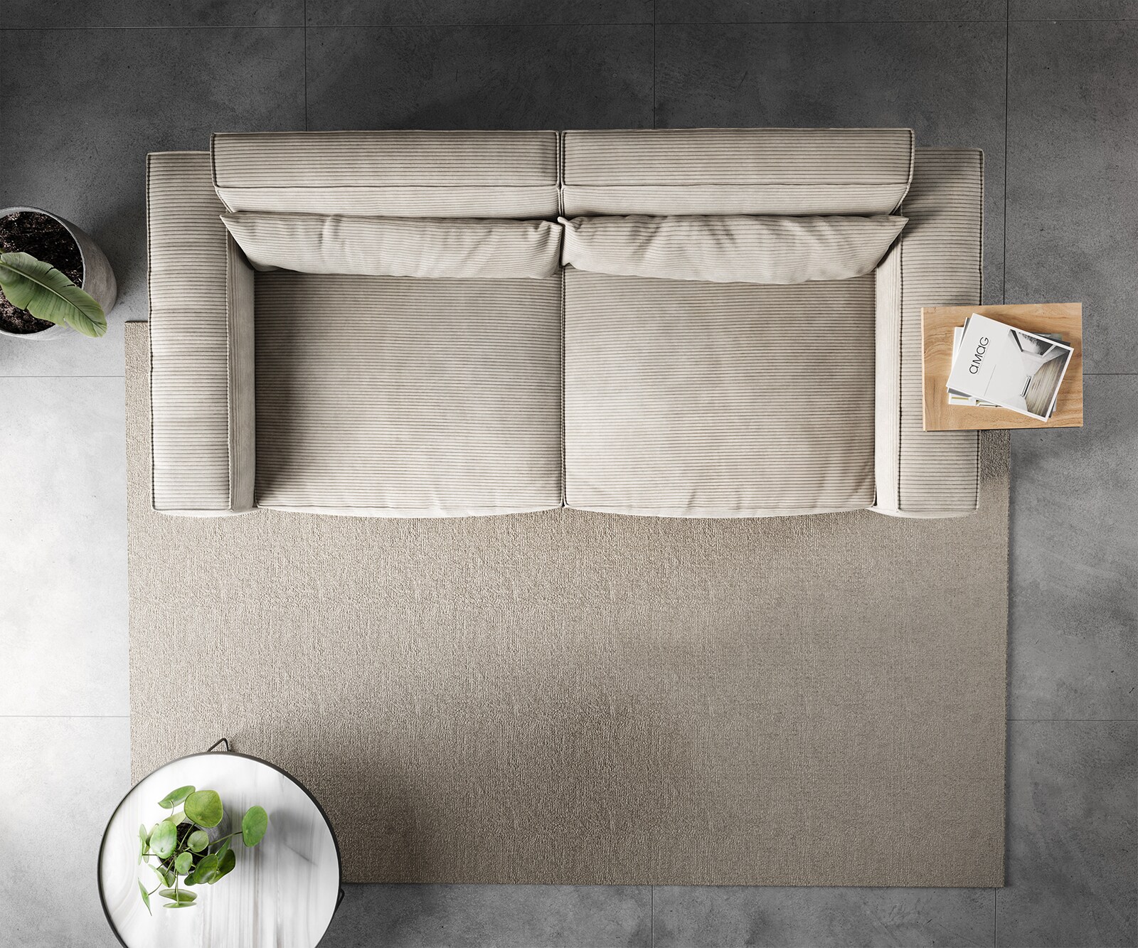 Grote bank Sirpio 230x95 cm koorduroy beige 6
