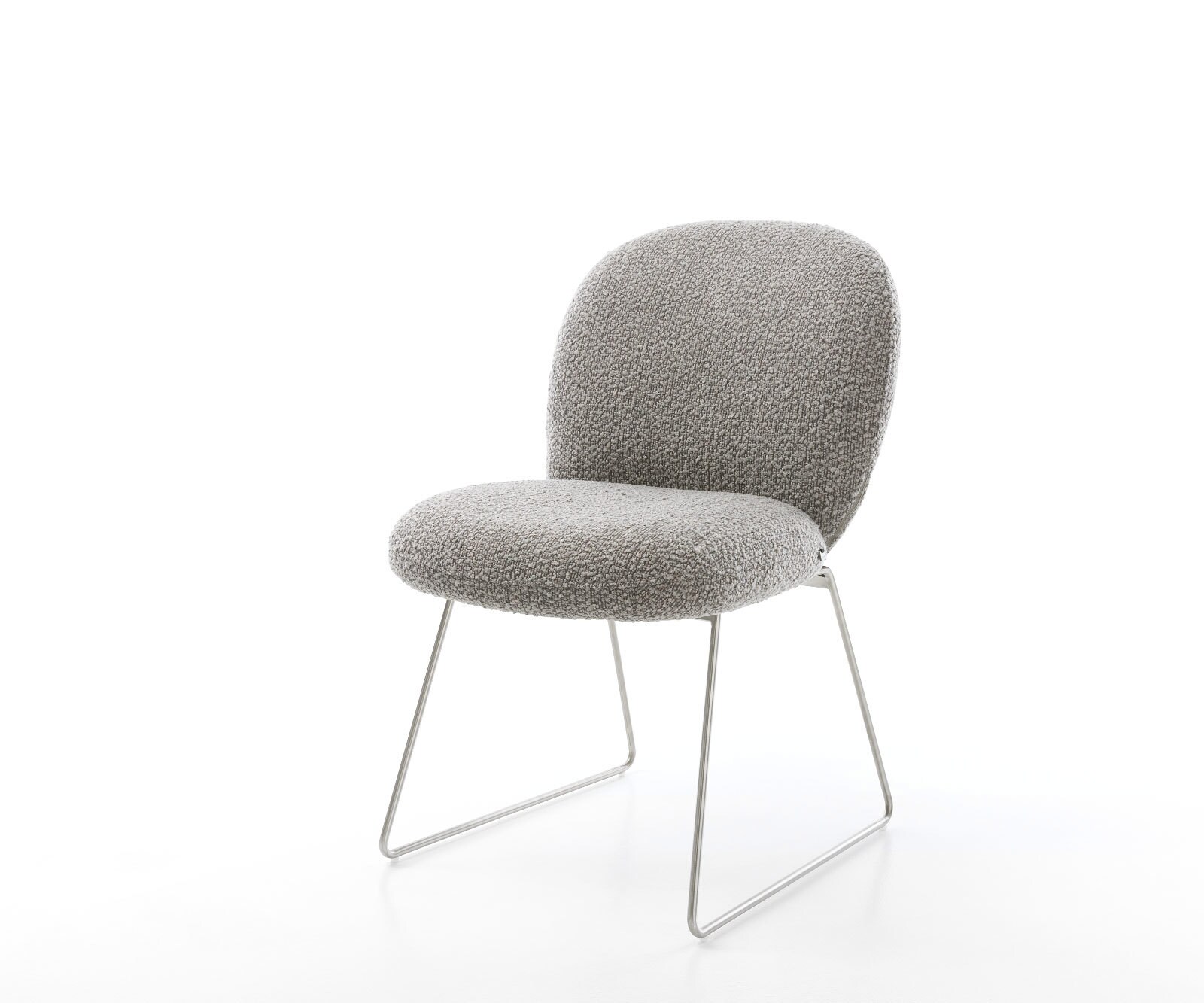 Eetkamerstoel Nube-Flex bouclé zilver grijs slipframe roestvrij staal pocketveer kern 1