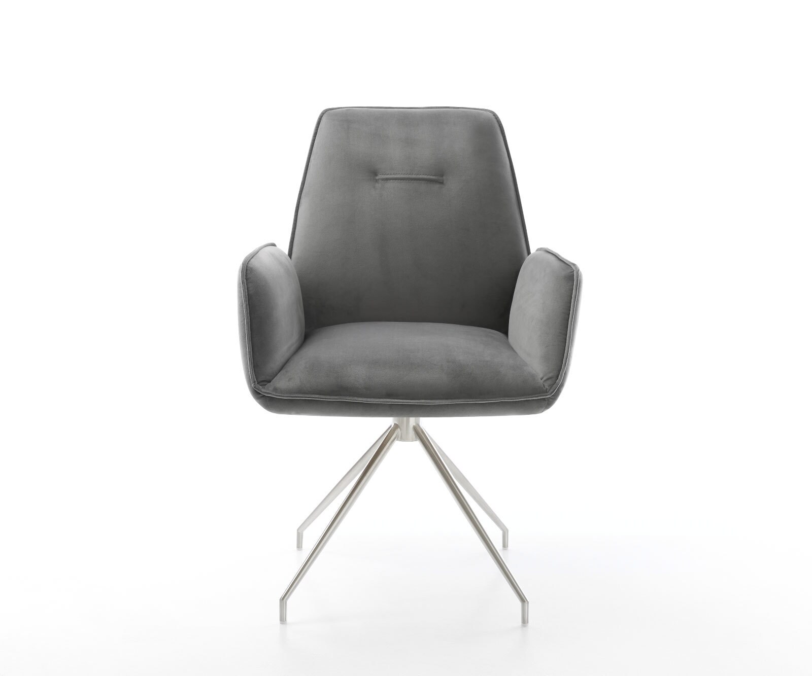 Eetkamerstoel Zoa-Flex fluweel grijs kruisframe conisch roestvrij staal pocketveer kern 1 Eetkamerstoel Zoa-Flex fluweel grijs kruisframe conisch roestvrij staal pocketveer kern 1