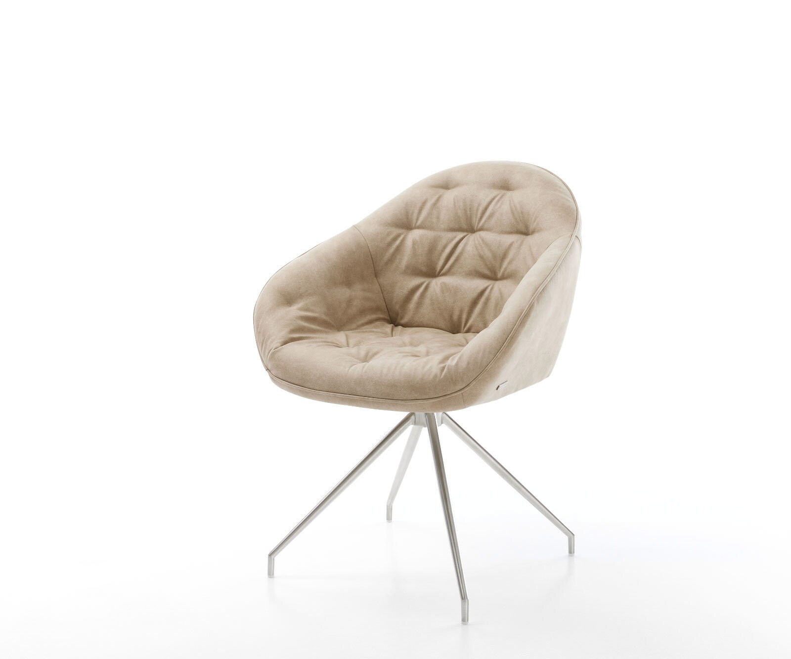 Eetkamerstoel Gaio-Flex microvelours beige vintage kruisframe conisch roestvrij staal
