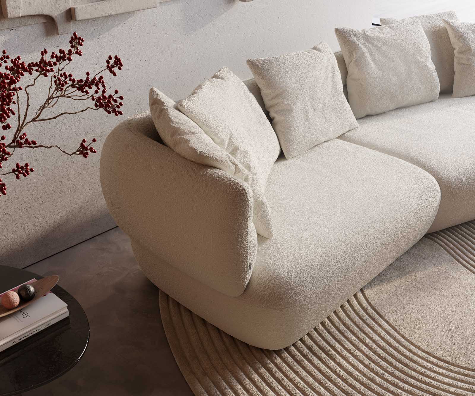 Bank Roya 320x140 cm Bouclé crème-wit  4 Bank Roya 320x140 cm Bouclé crème-wit  4