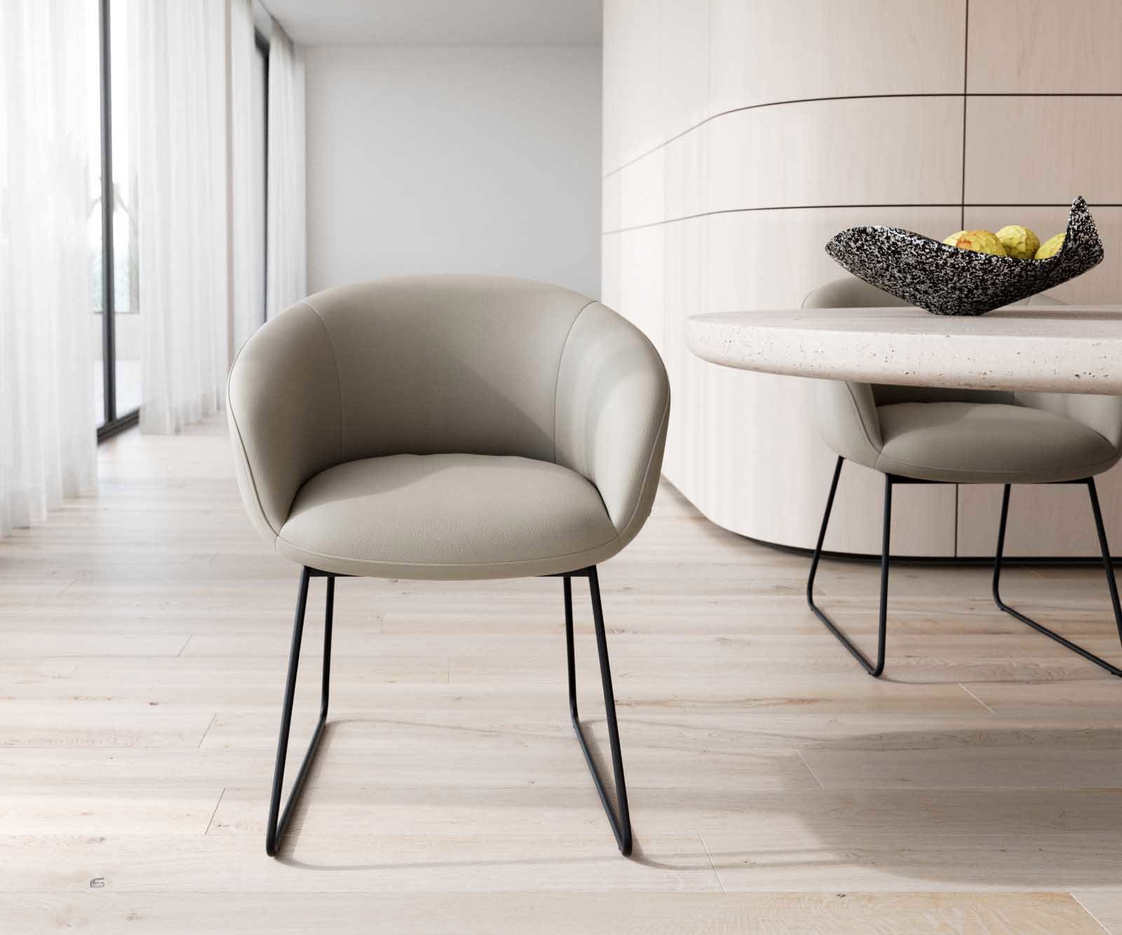 Eetkamerstoel Vinka-Flex met armleuning echt leer mud slipframe zwart pocketveer kern 1 Eetkamerstoel Vinka-Flex met armleuning echt leer mud slipframe zwart pocketveer kern 1