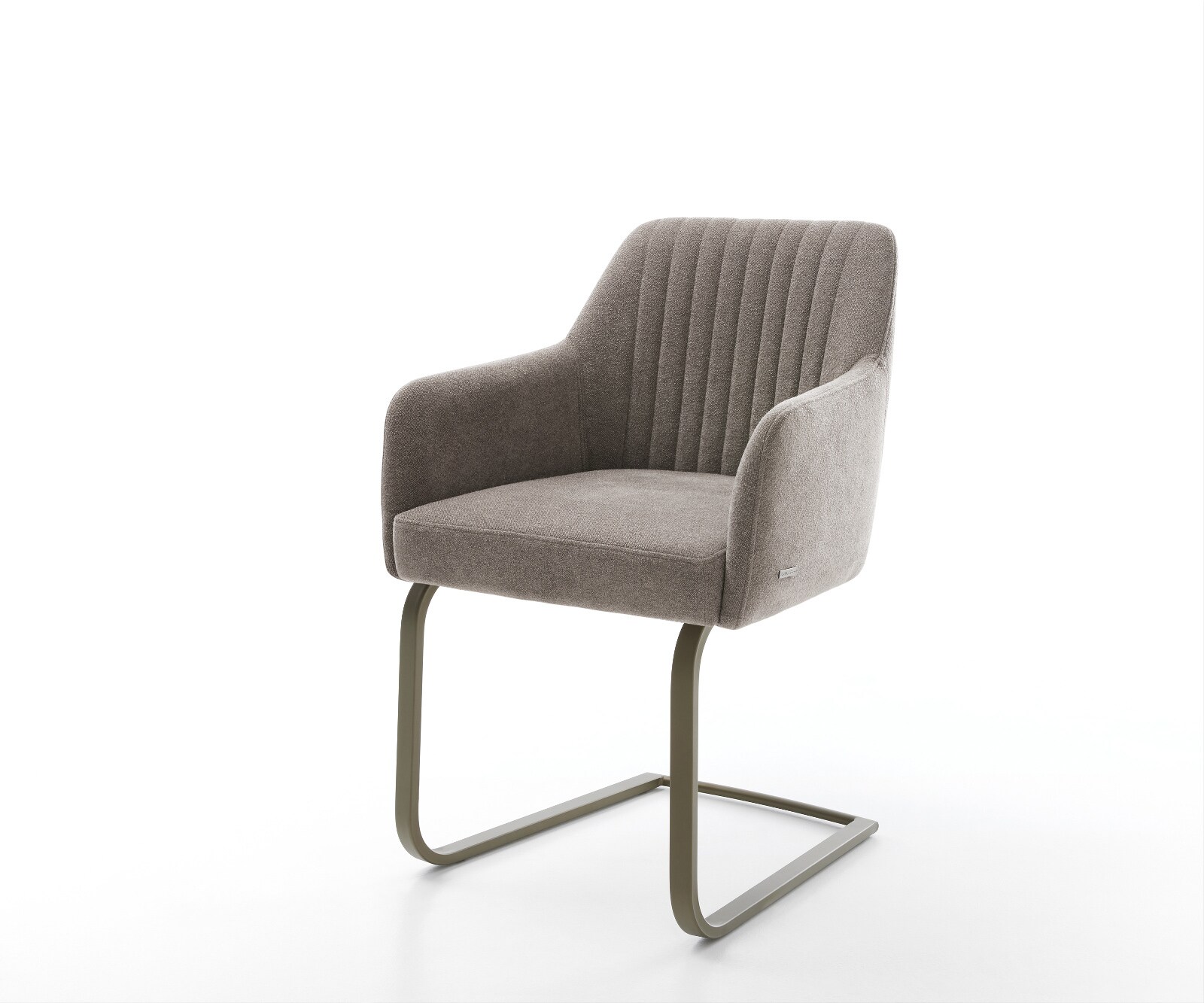 Sledemodel Greg-Flex zachte stof met structuur taupe sledemodel vlak afwerking met titanium pocketveer kern