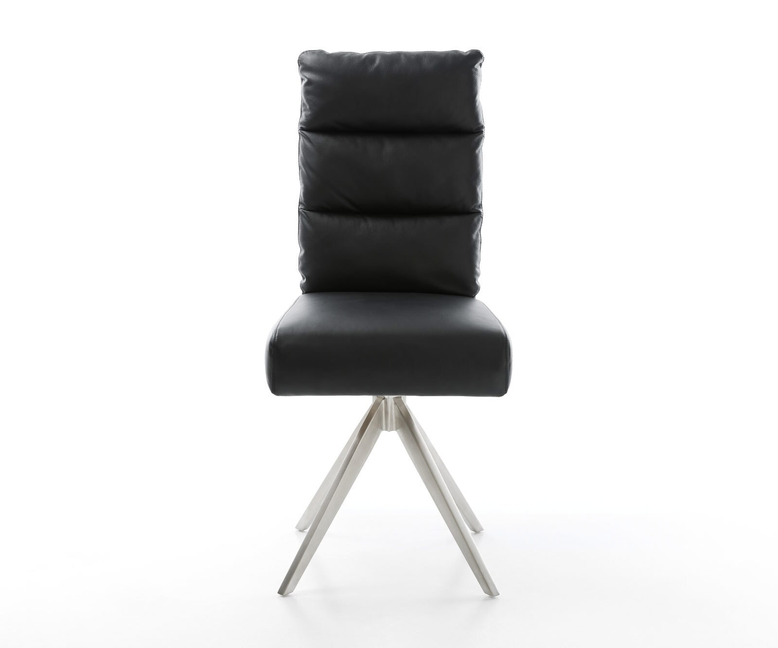 Eetkamerstoel Pela-Flex echt leer zwart kruisframe hoekig roestvrij staal pocketveer kern 1 Eetkamerstoel Pela-Flex echt leer zwart kruisframe hoekig roestvrij staal pocketveer kern 1