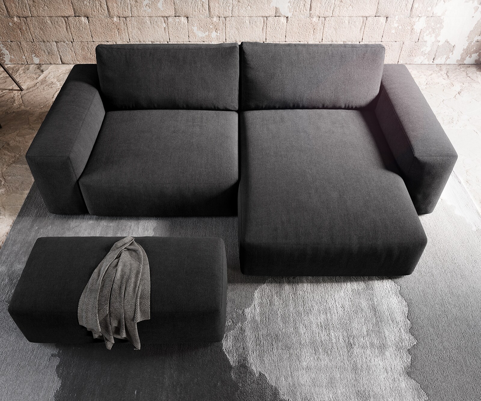 Hoekbank Lanzo XL 270x180 cm microvezel Zwart Recamiere variabel met poef 5 Hoekbank Lanzo XL 270x180 cm microvezel Zwart Recamiere variabel met poef 5