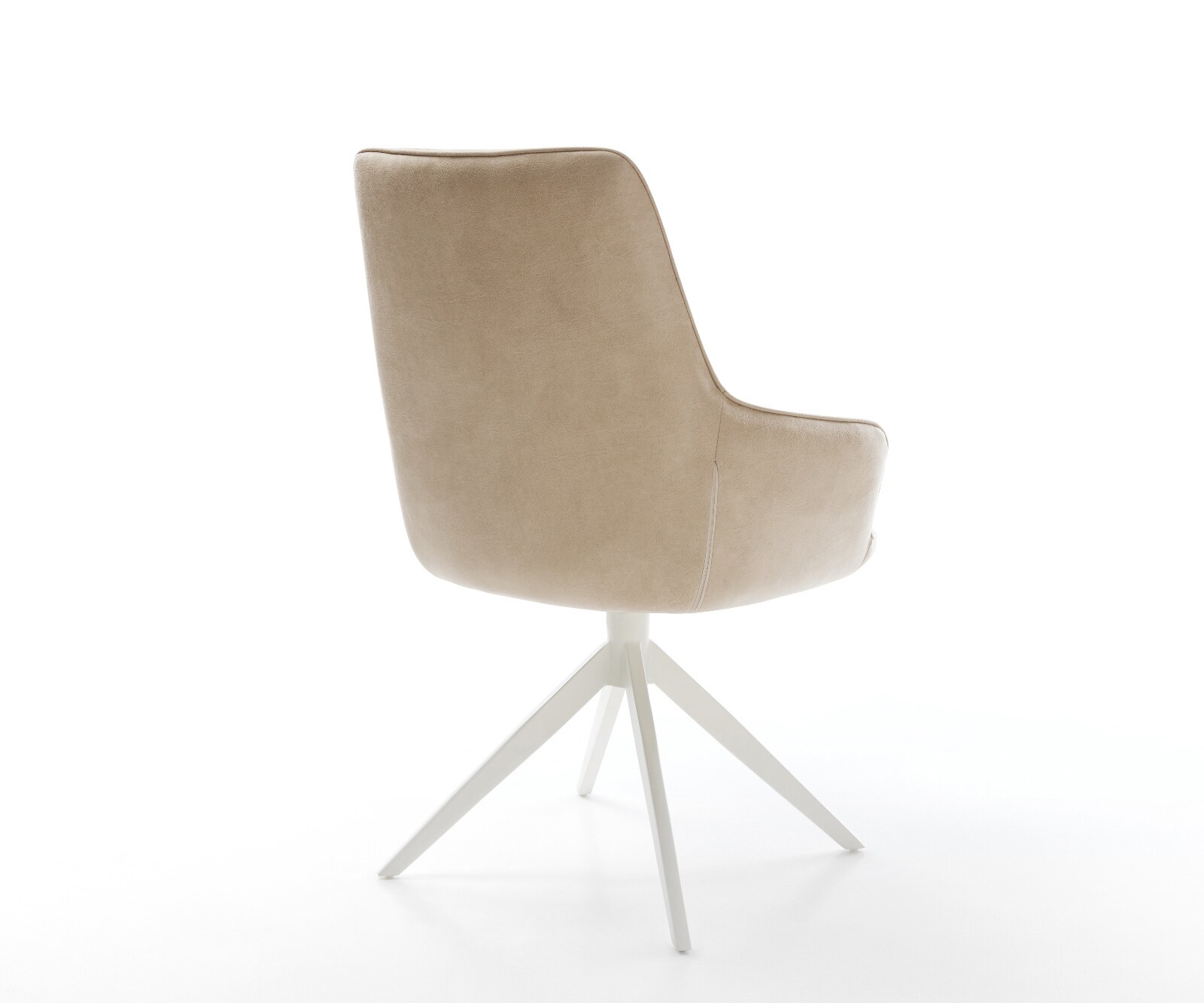 Draaistoel Zelia-Flex met armleuning microvelours beige vintage kruisframe breed wit 360° draaibaar rocker-functie pocketveer kern 5