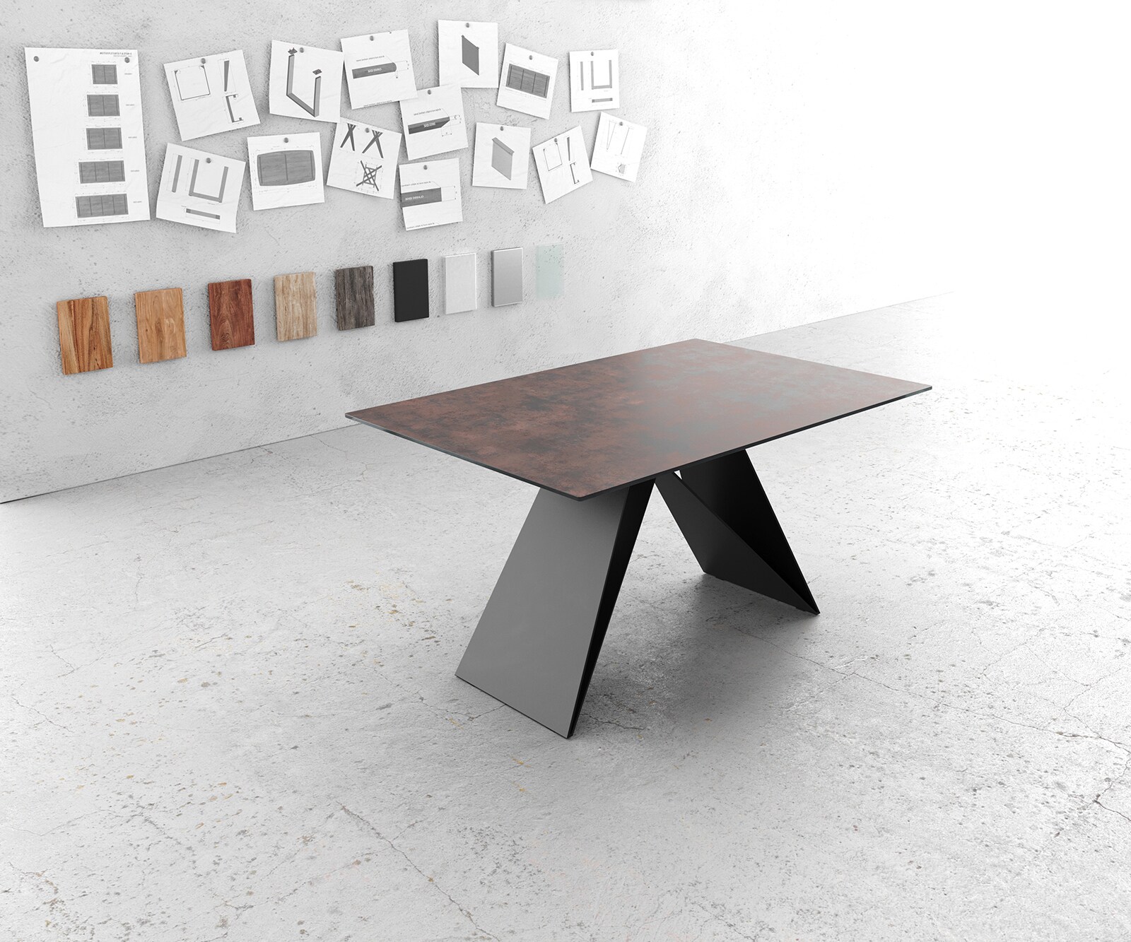 Eettafel Edge Randglas reliëfglas rechthoek 2