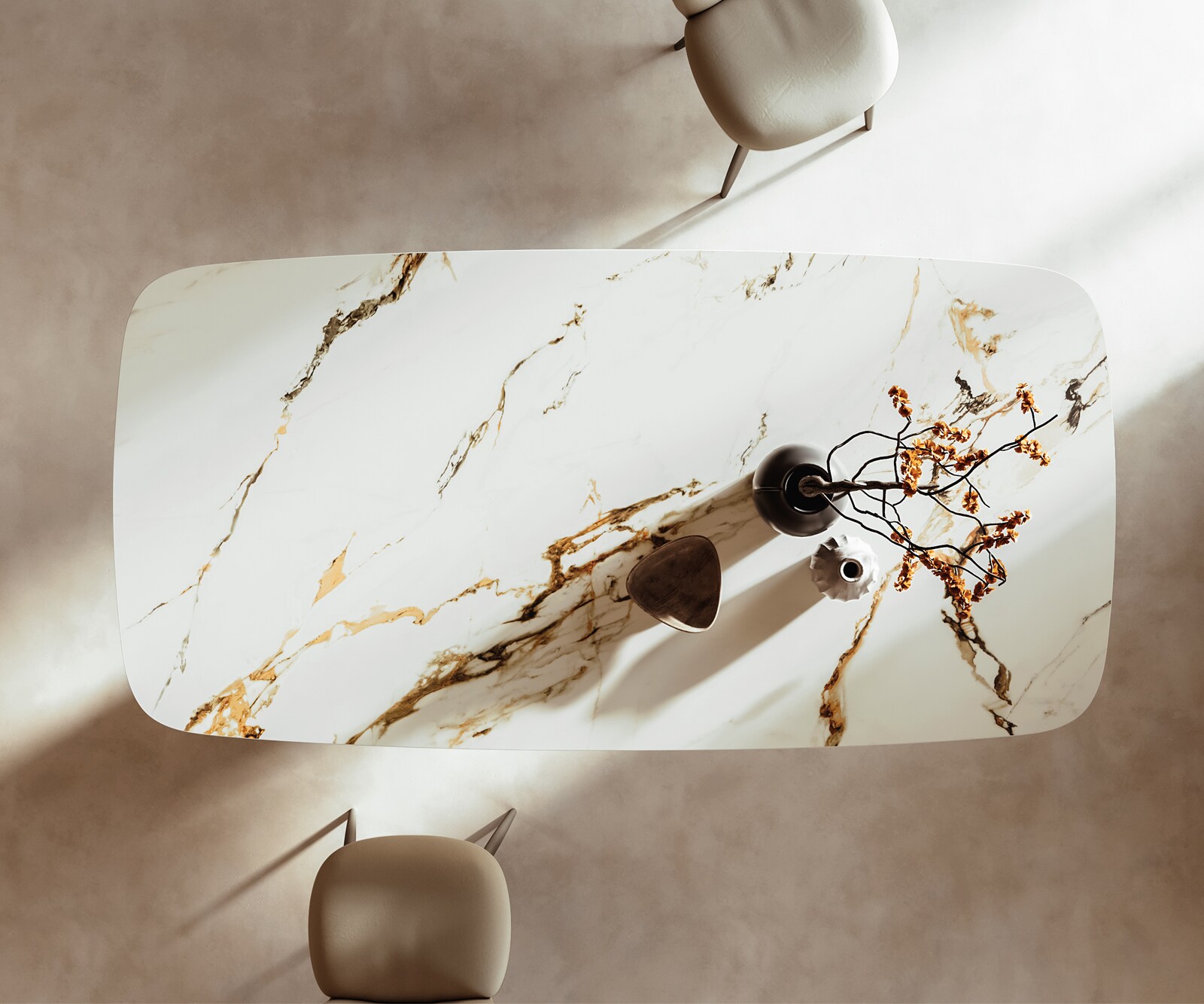 Eettafel Edge Boot 240x120 keramiek  Calacatta Luxe wit-goud-grijs Cono metaal zilver 5